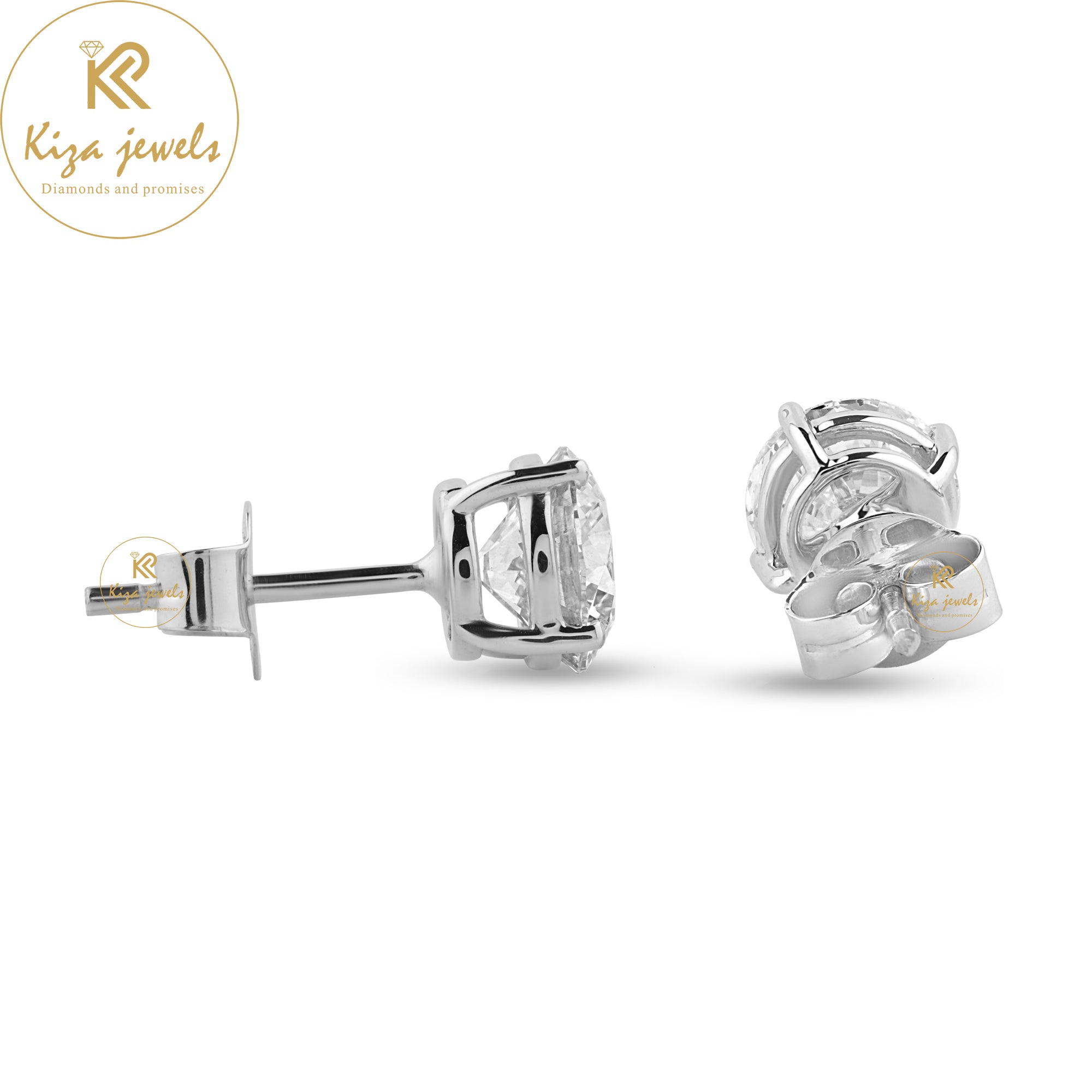 0.97 TDW Round Cut Diamond Stud Earring