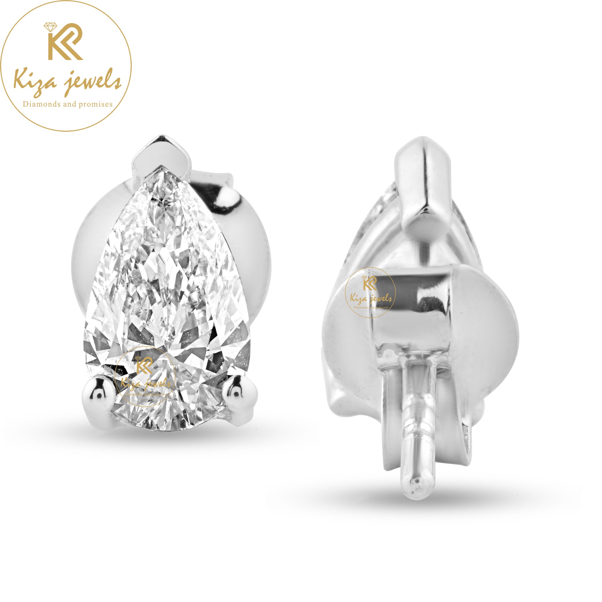 0.90 TDW Pear cut Diamond Stud Earring