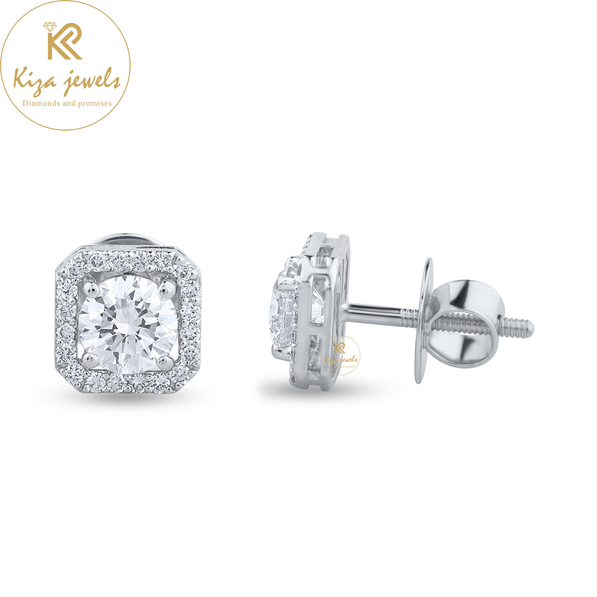 1.28 TDW Round Brilliant Cut Diamond Stud Earring