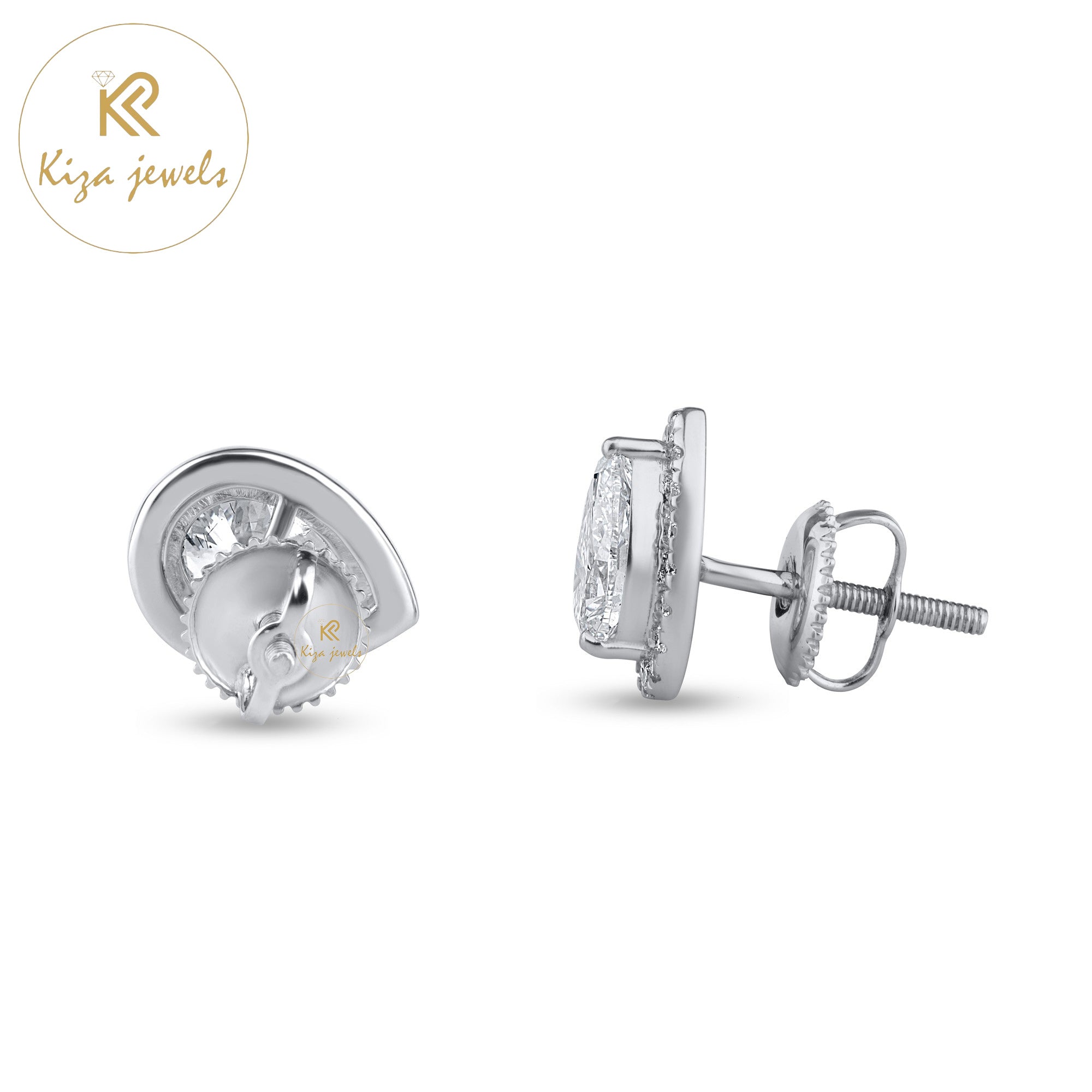 1.55 TDW Pear & Round Cut Diamond Stud Earring