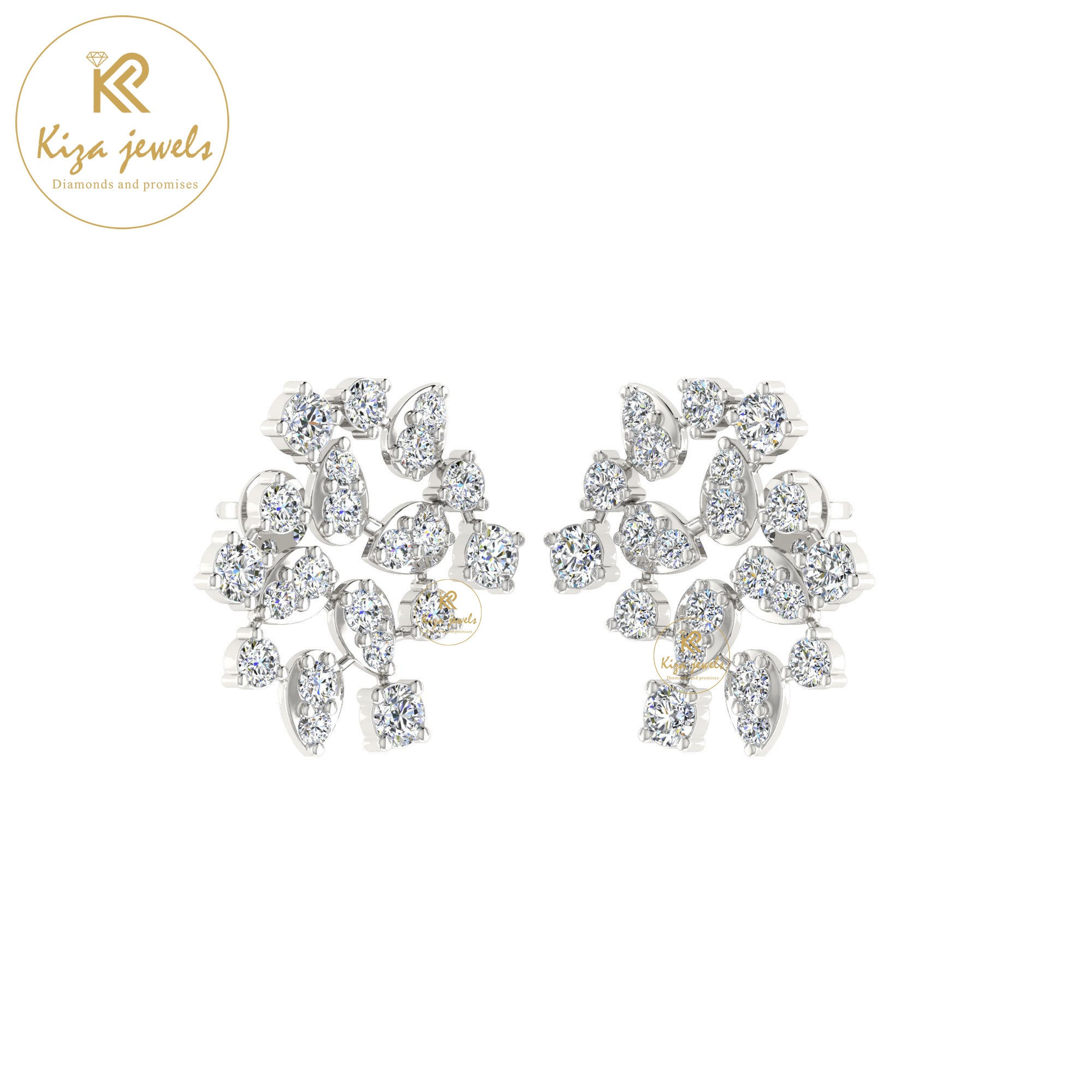 1.191 TDW Round Cut Diamond Women's Stud Earring