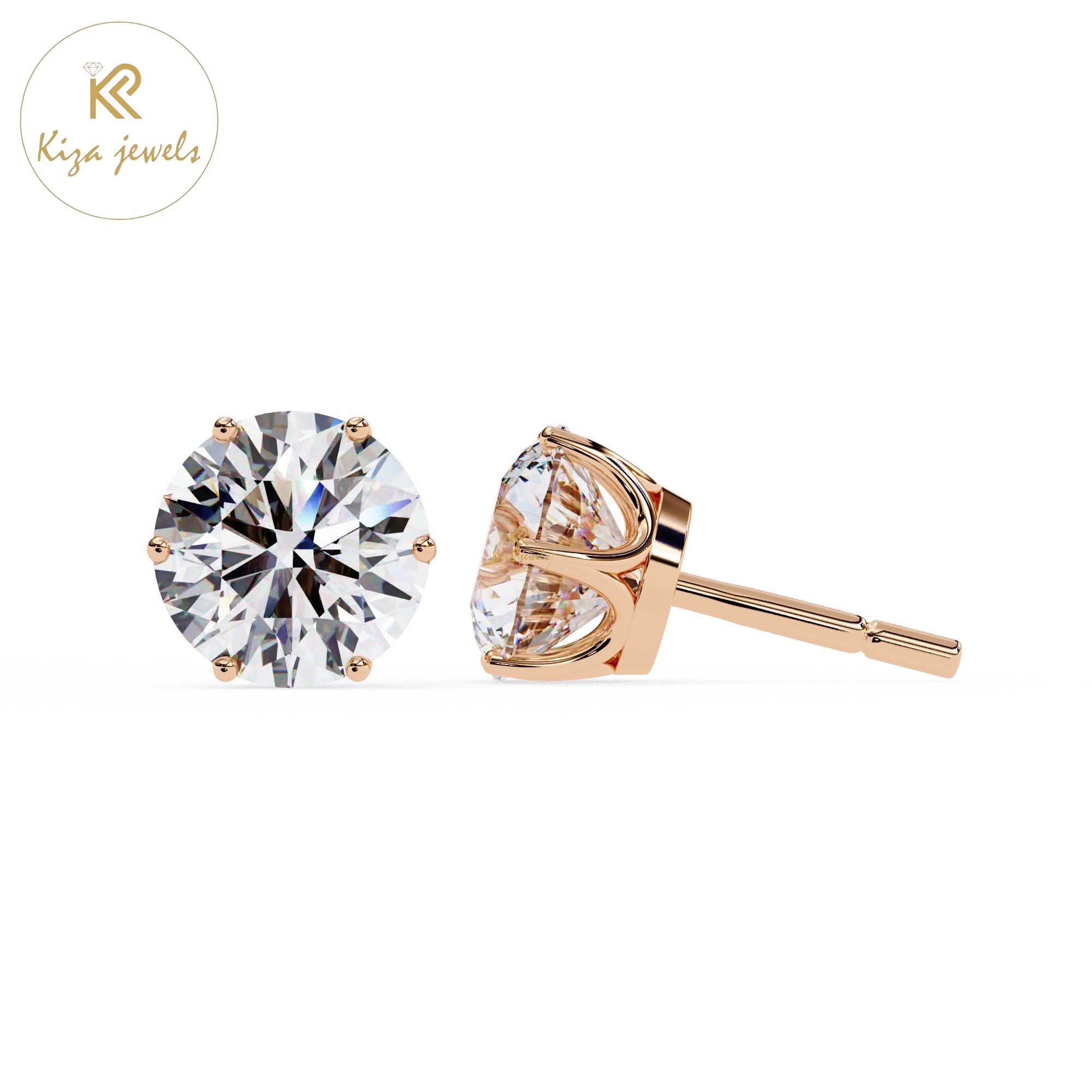 2.57 TDW Round Cut Diamond Stud Earring