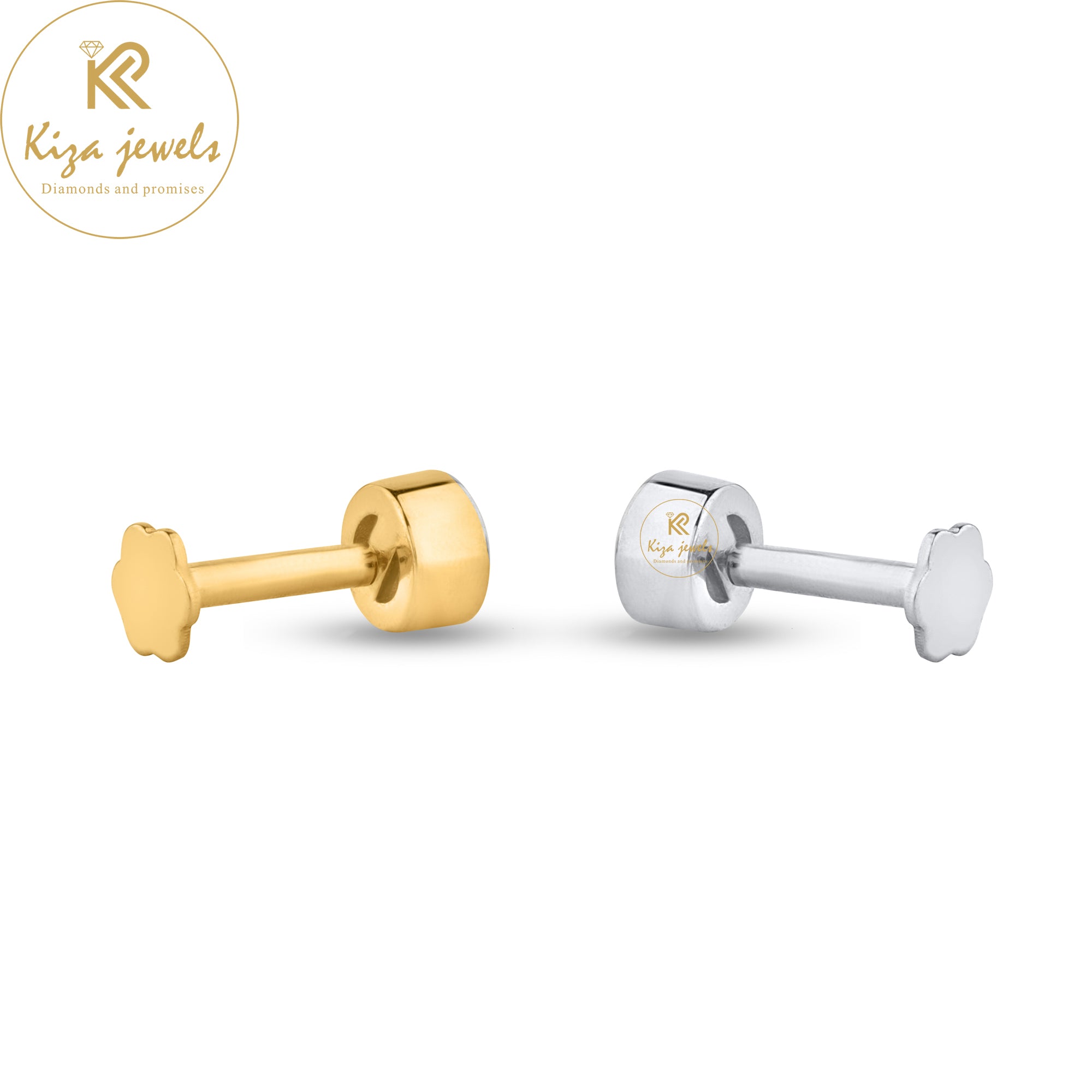 0.77 TDW Round Cut Diamond Yellow/White Gold Stud Earring