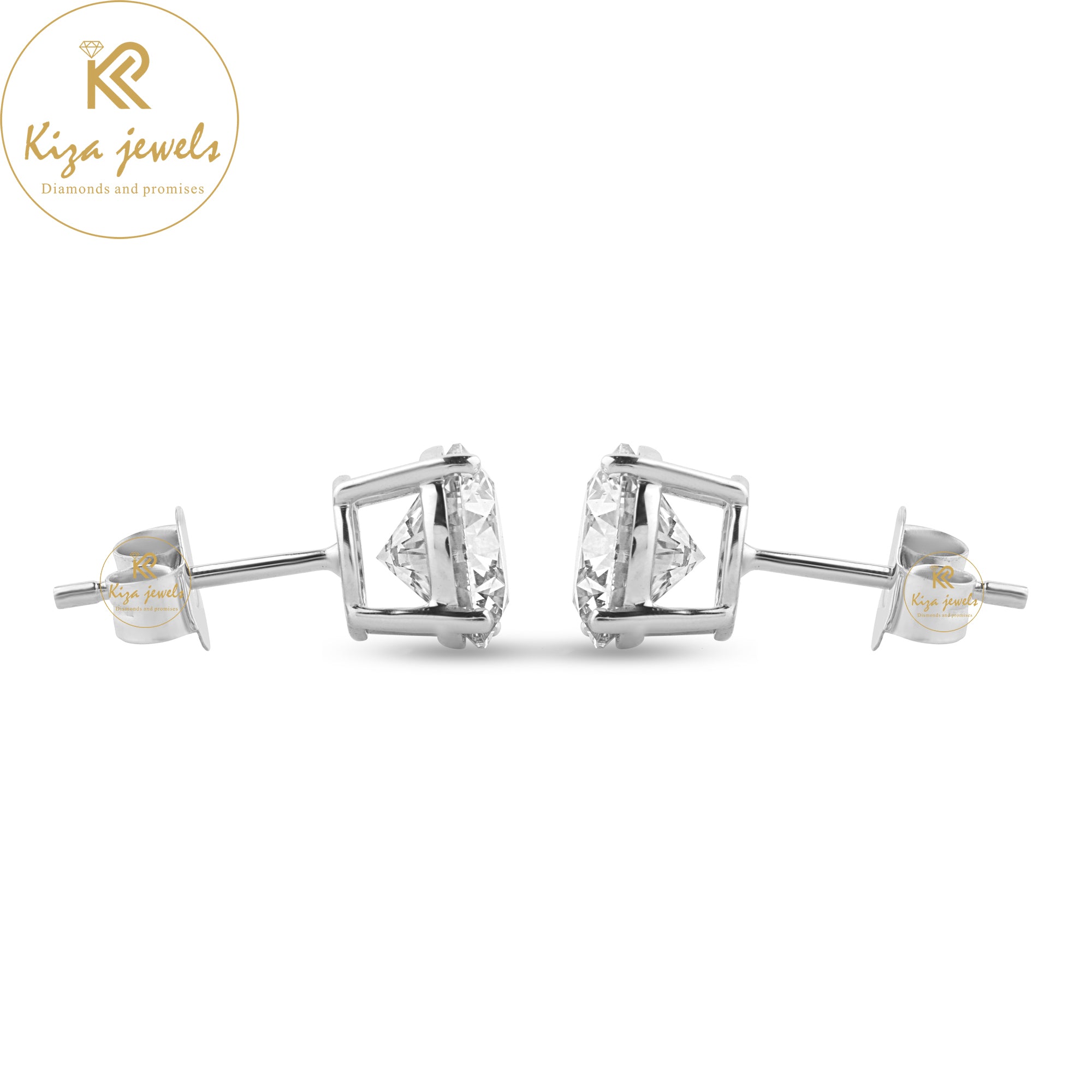 1.68 TDW Round Cut Diamond Stud Earring