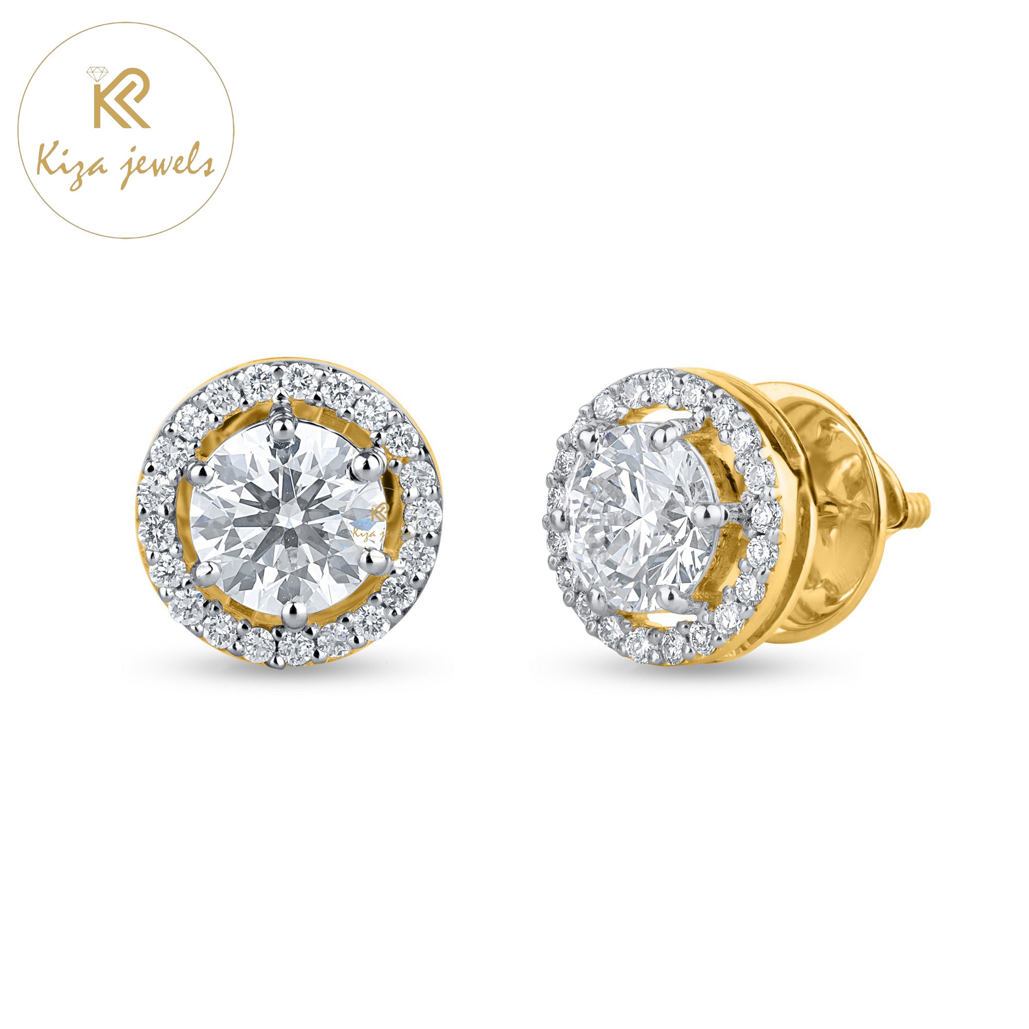 1.43 TDW Round Cut Diamond Stud Earring