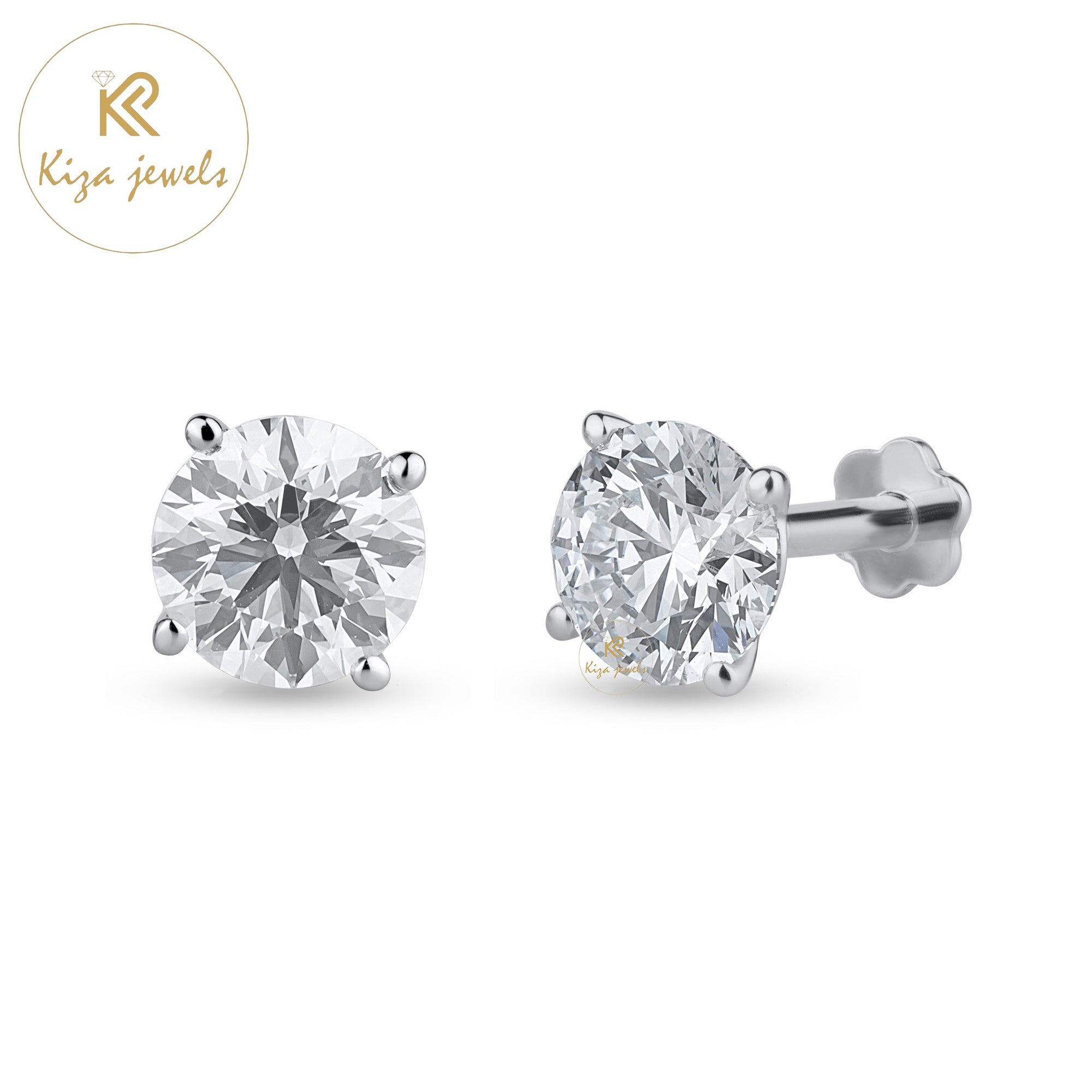 10.02 TDW Round Cut Diamond Stud Earring