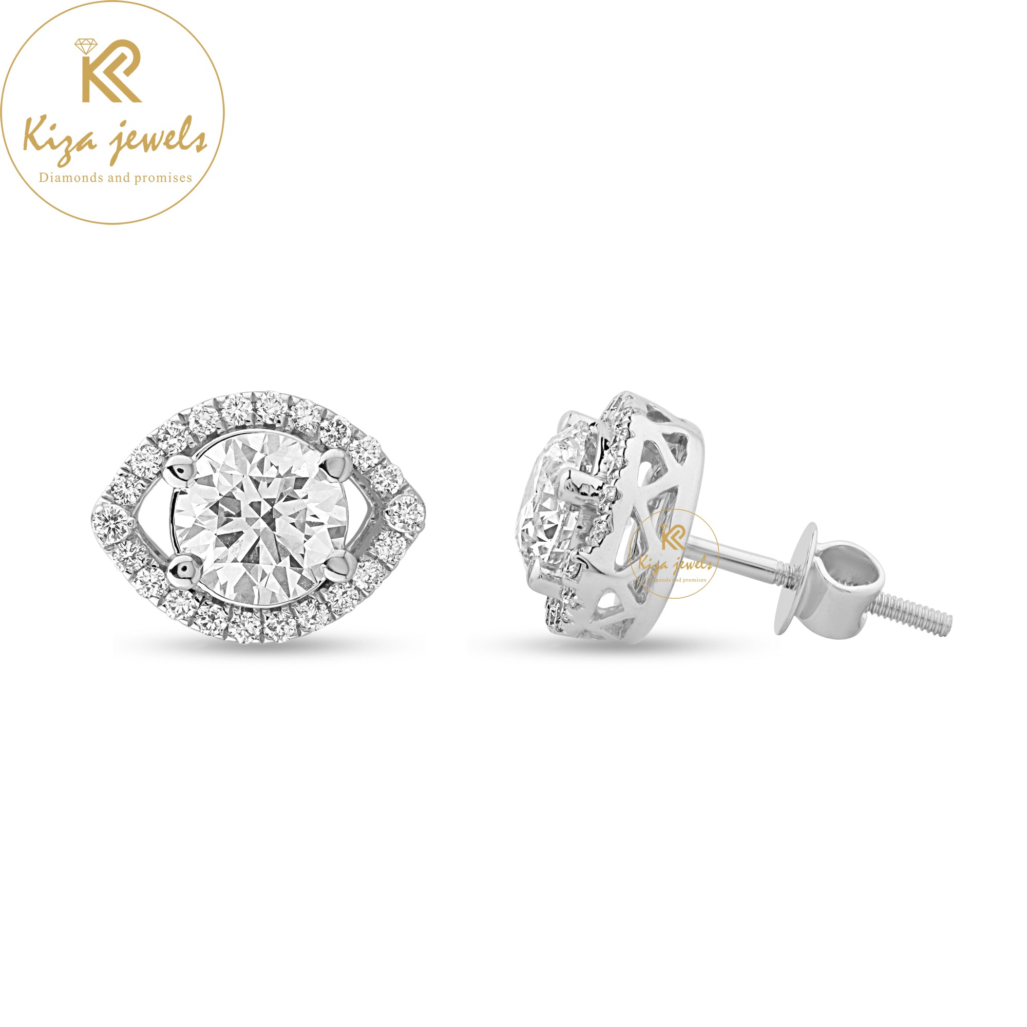 2.543 TDW Round Cut Diamond Stud Earring