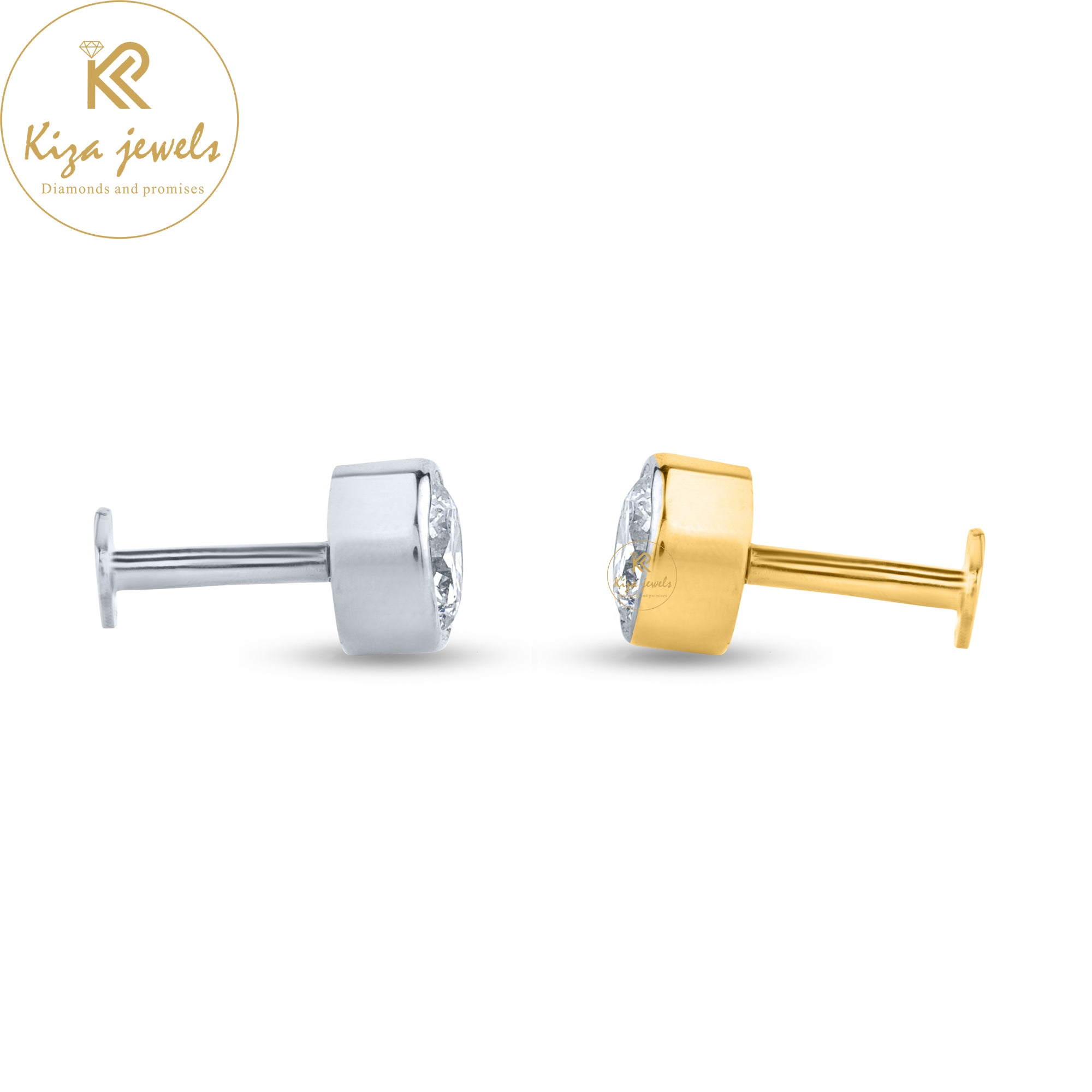 0.32 TDW Round Cut Diamond Yellow/White Gold Stud Earring