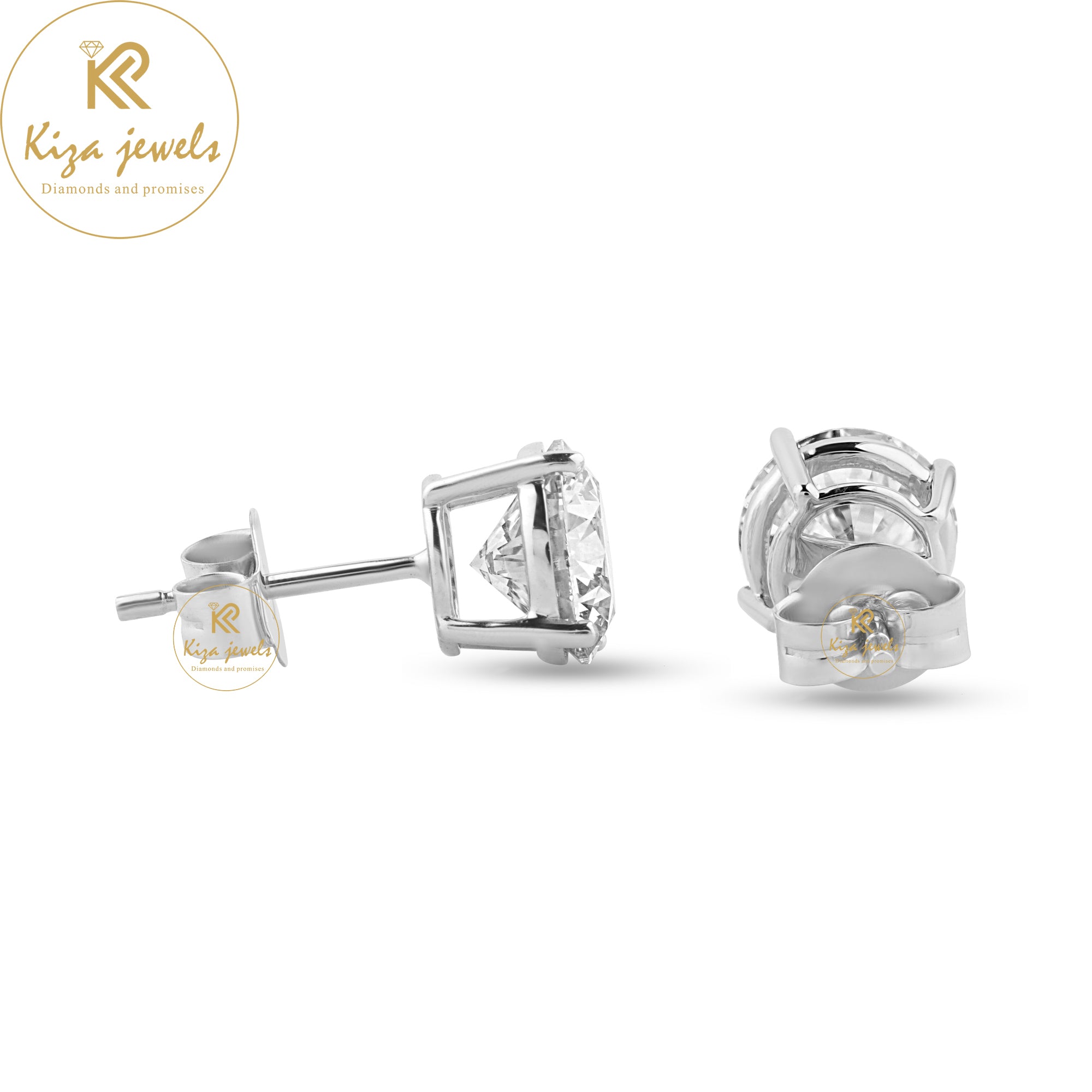 1.68 TDW Round Cut Diamond Stud Earring