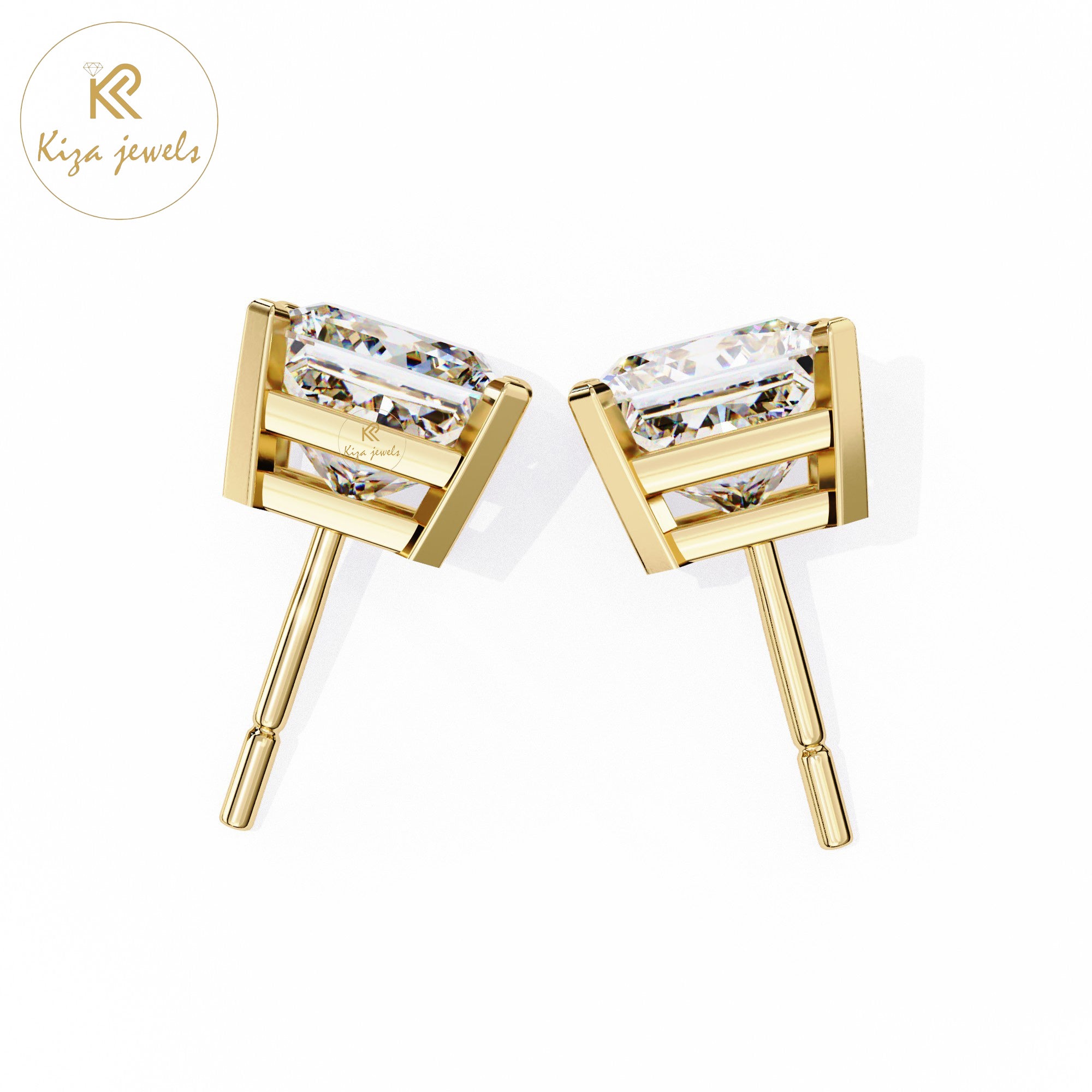 3.04 TDW Princess Cut Diamond Stud Earring