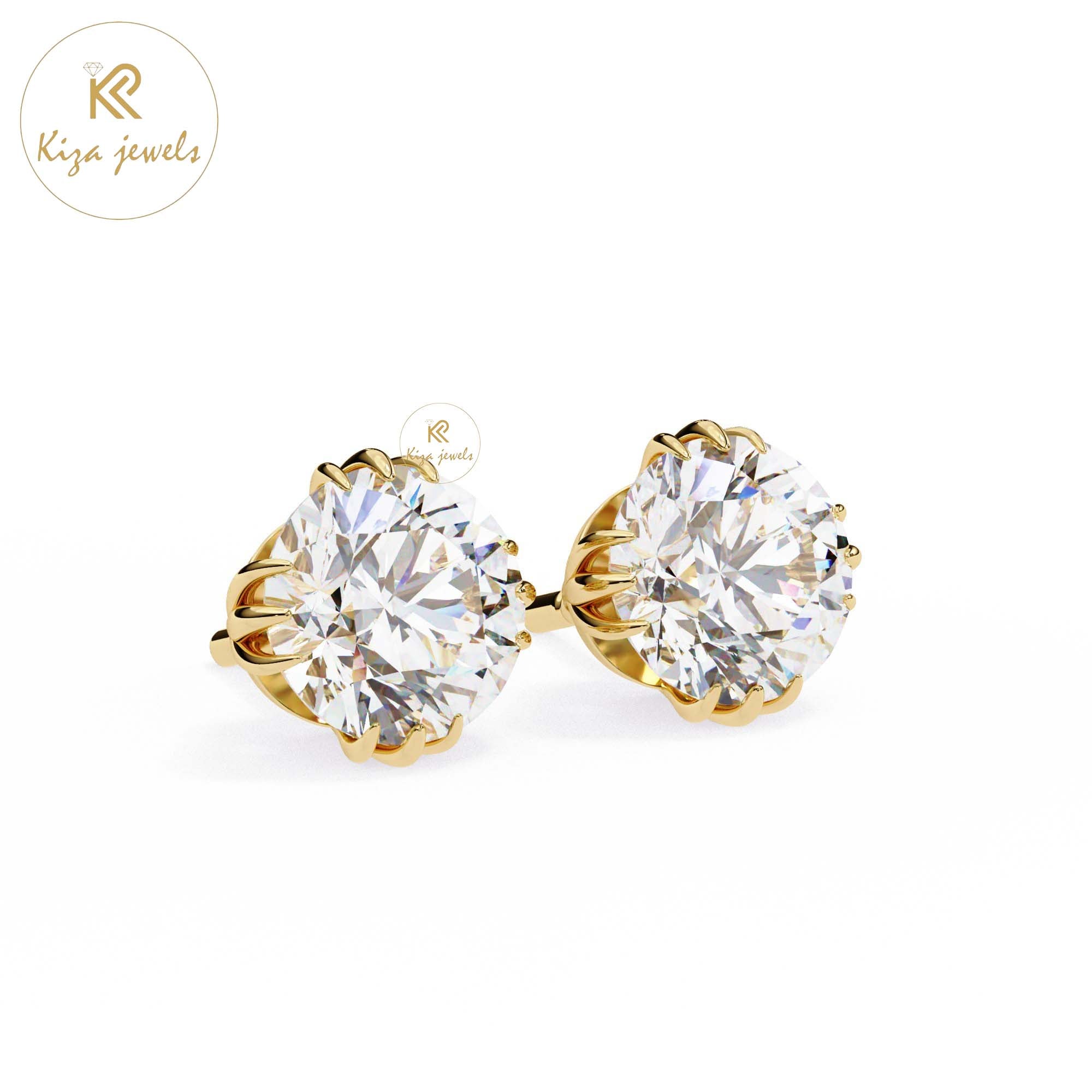 2.80 TDW Round Cut Diamond Stud Earring