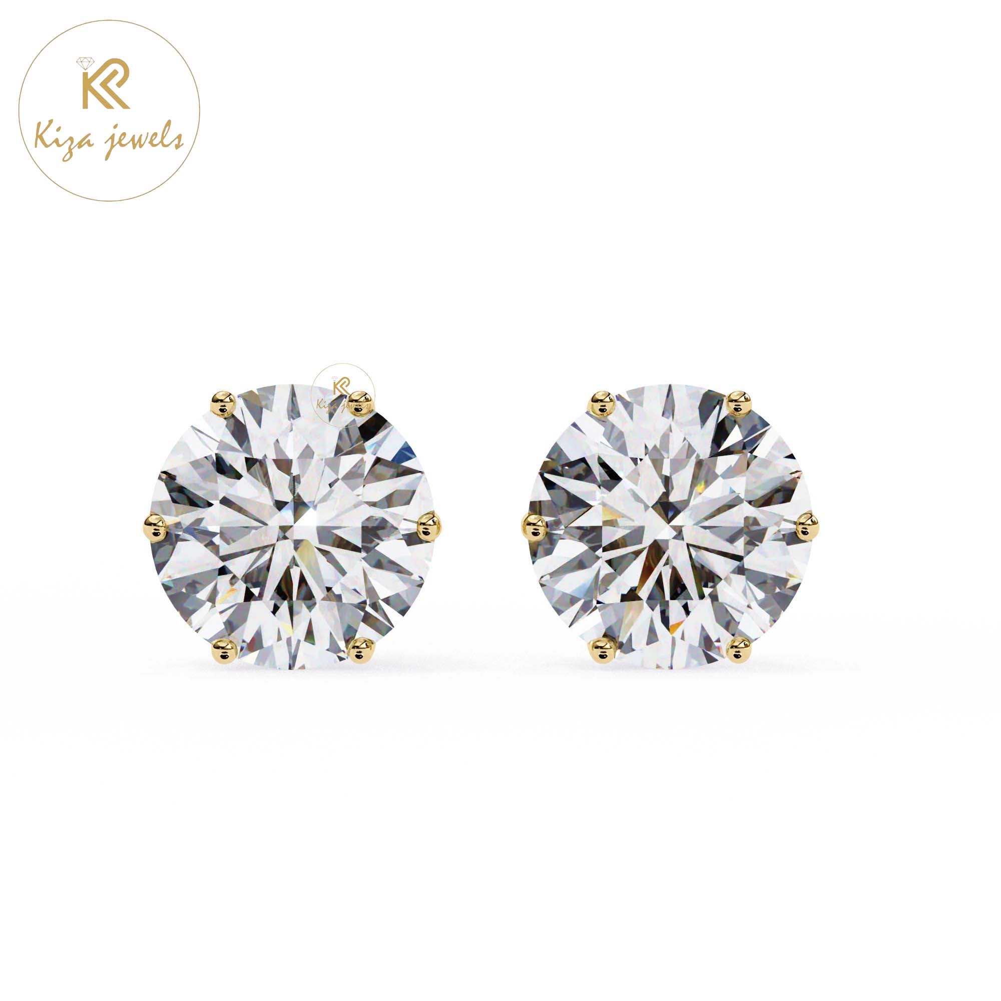 2.57 TDW Round Cut Diamond Stud Earring