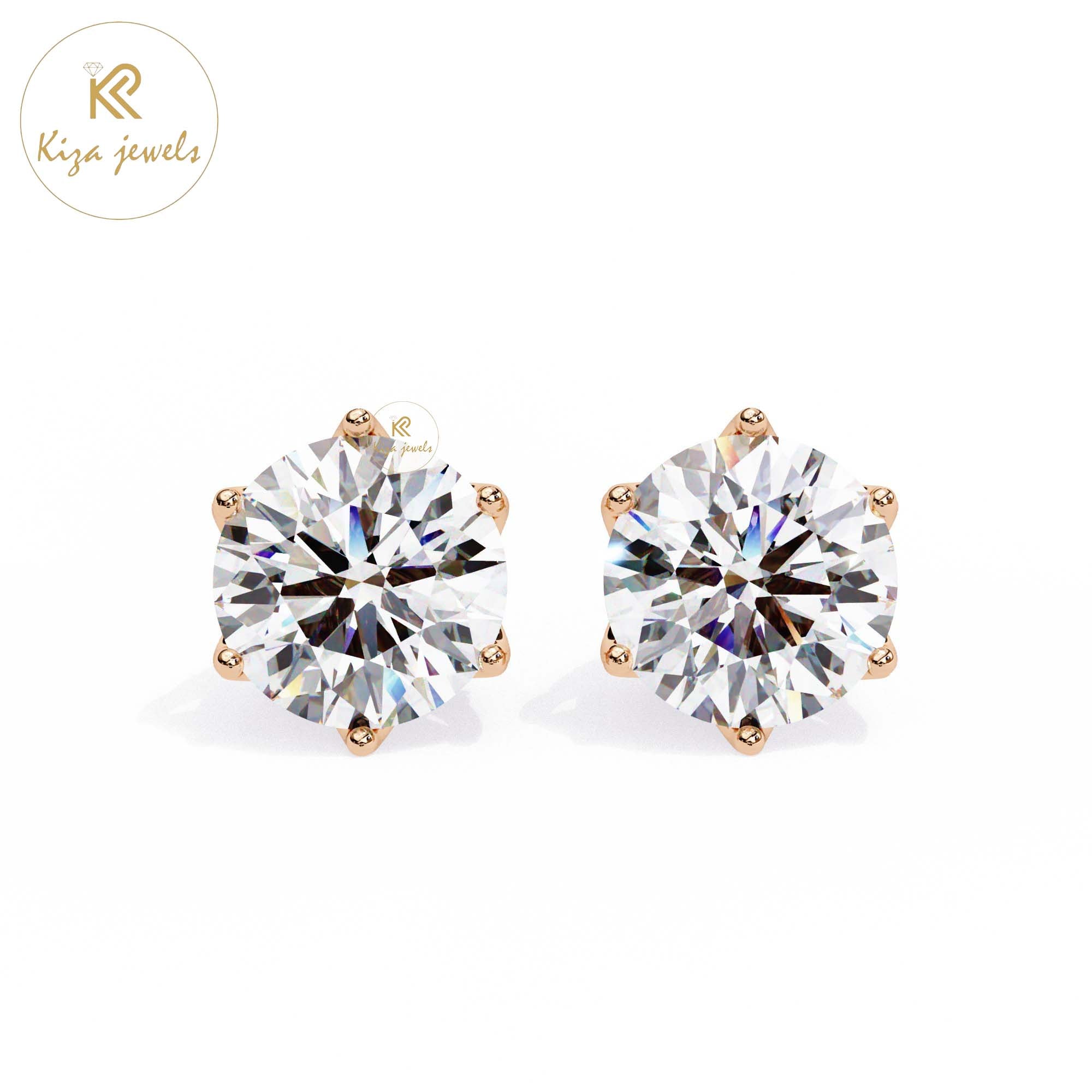 2.62 TDW Round Cut Diamond Stud Earring