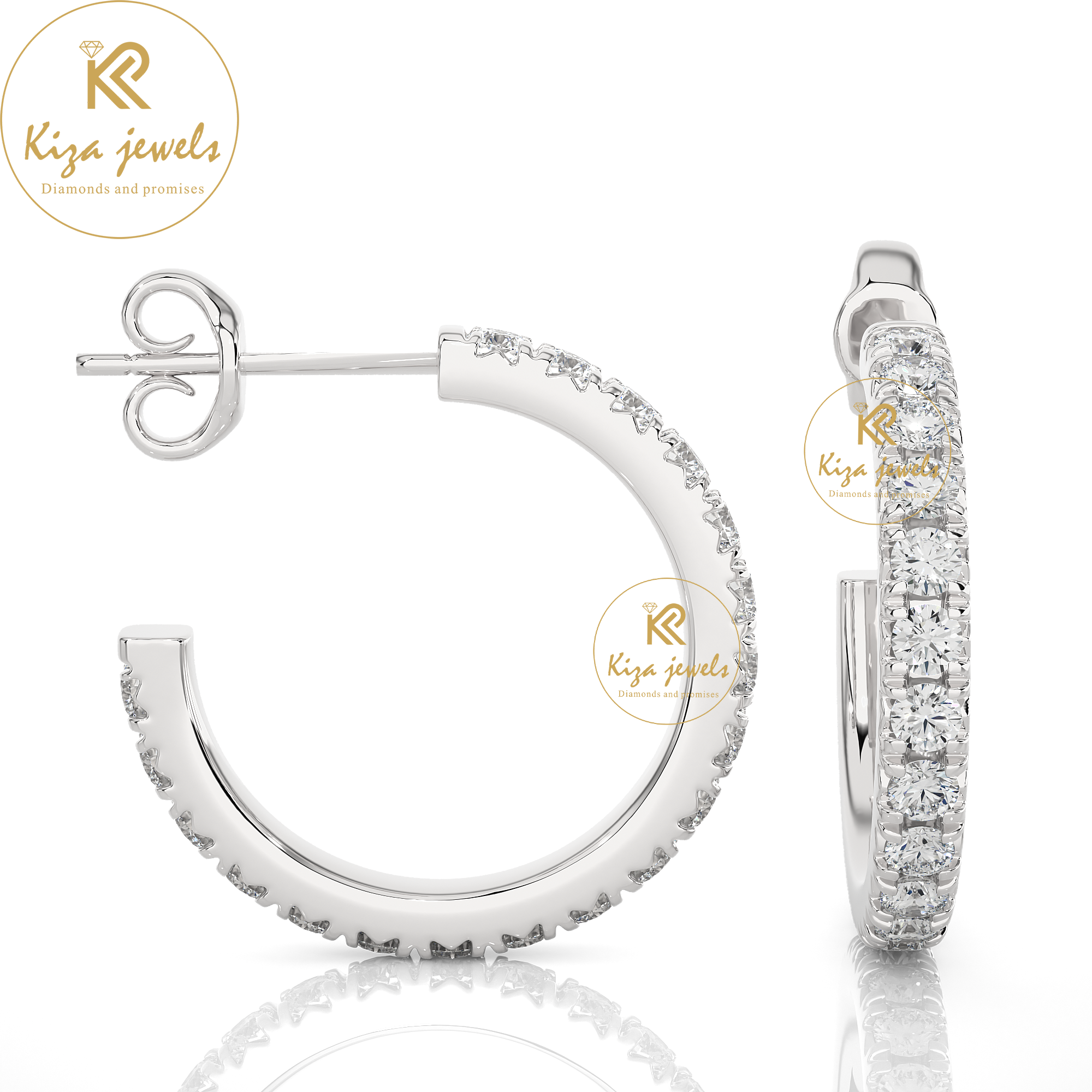 0.70 TDW Round Cut Women's Diamond Hoop Earring