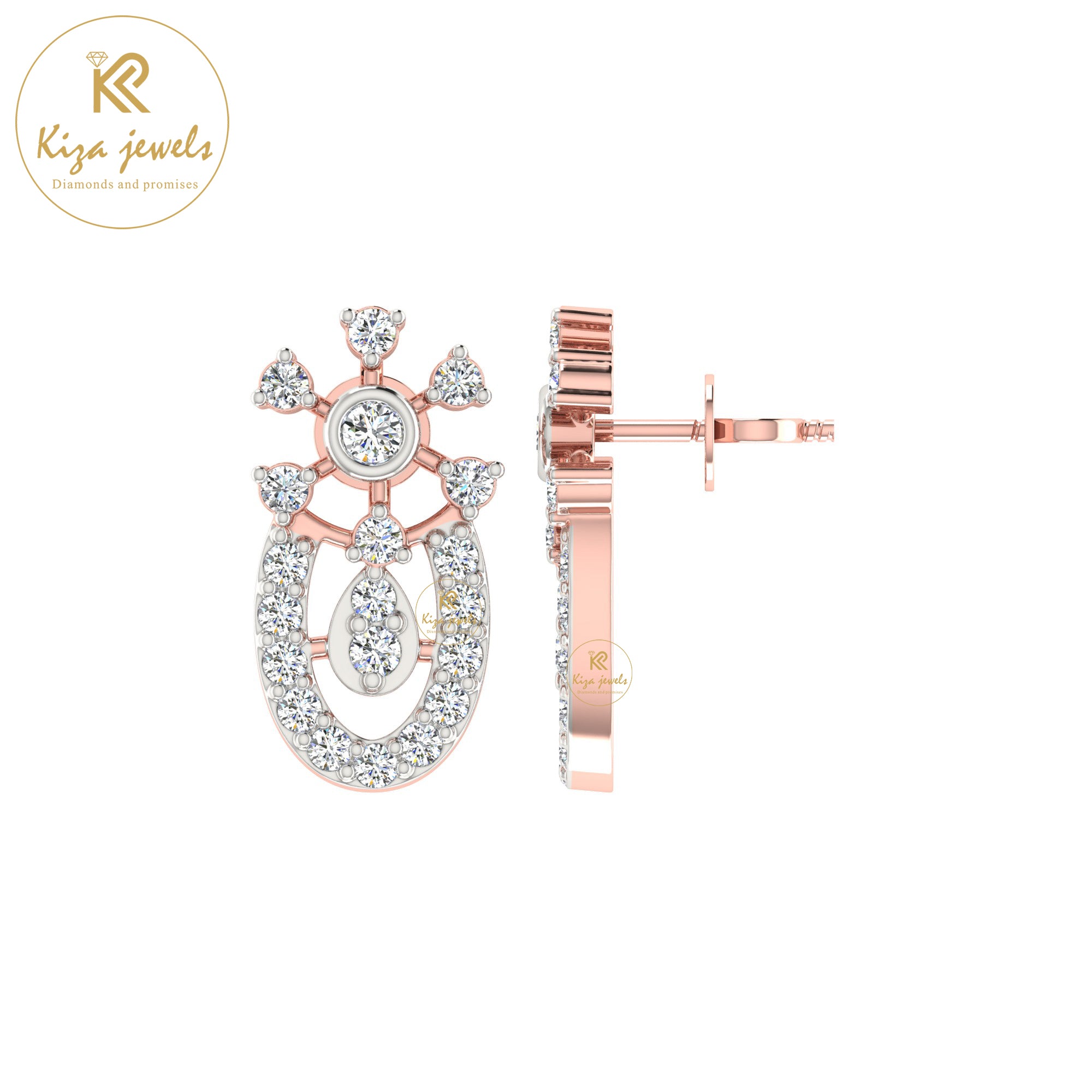 0.41 TDW Round Cut Diamond Women's Stud Earring