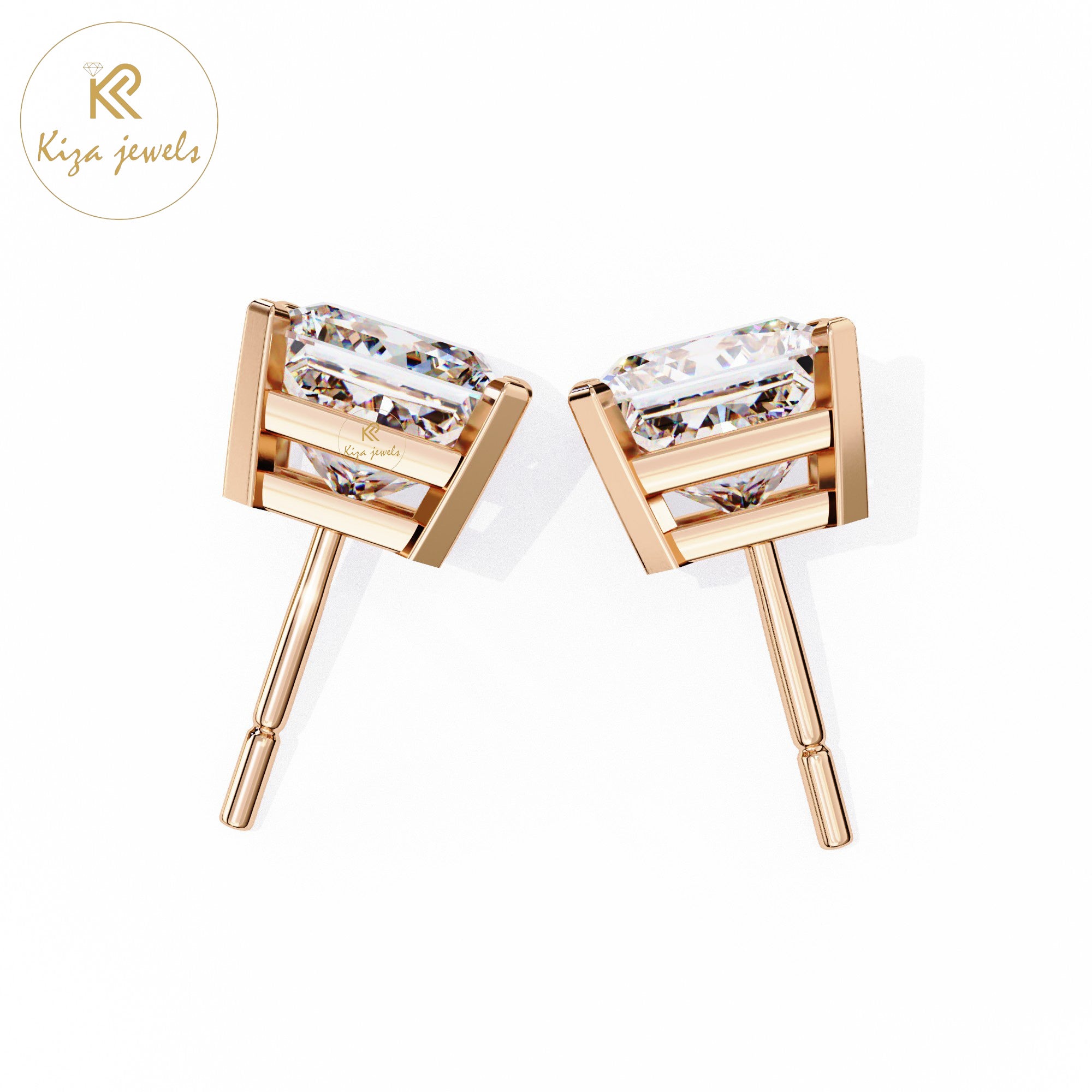 3.04 TDW Princess Cut Diamond Stud Earring