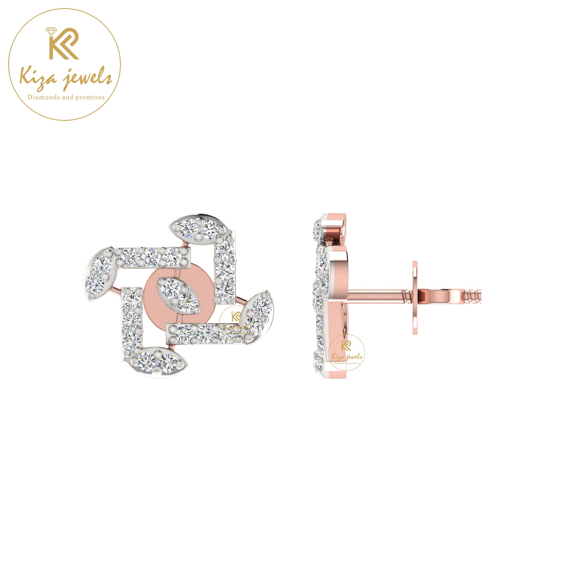 0.53 TDW Round Cut Diamond Women's Stud Earring