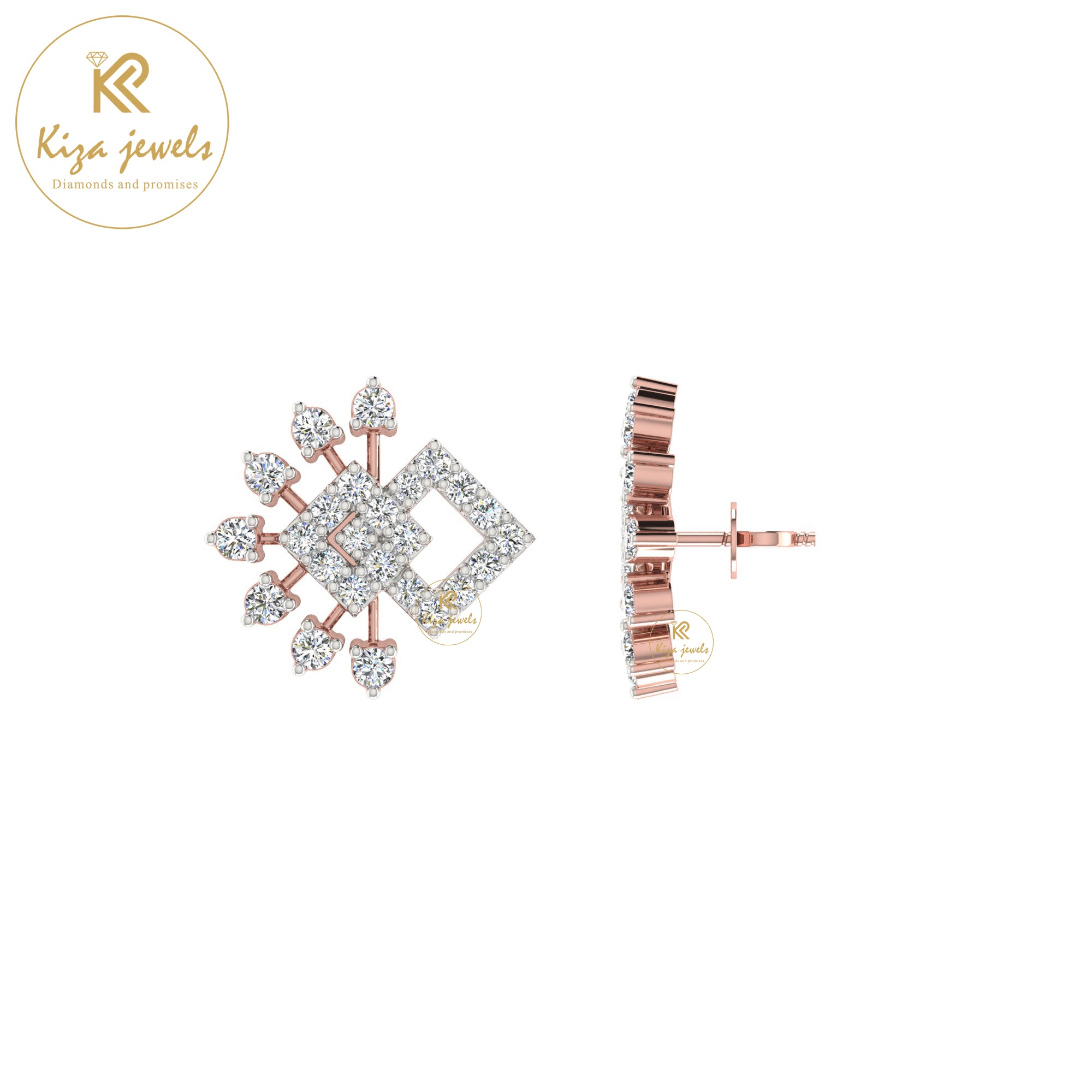 0.73 TDW Round Cut Diamond Stud Earring