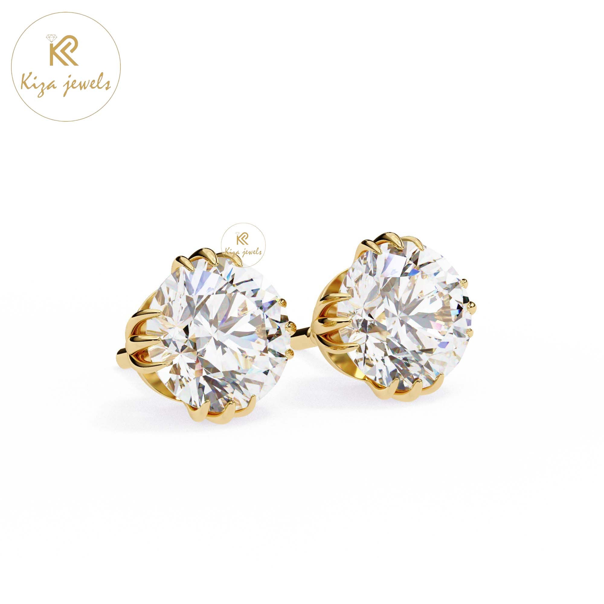 2.80 TDW Round Cut Diamond Stud Earring