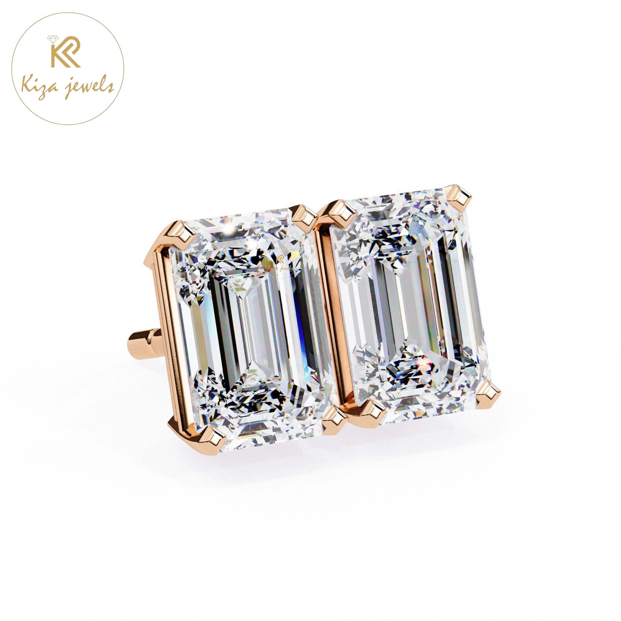 2.39 TDW Emerald Cut Diamond Stud Earring