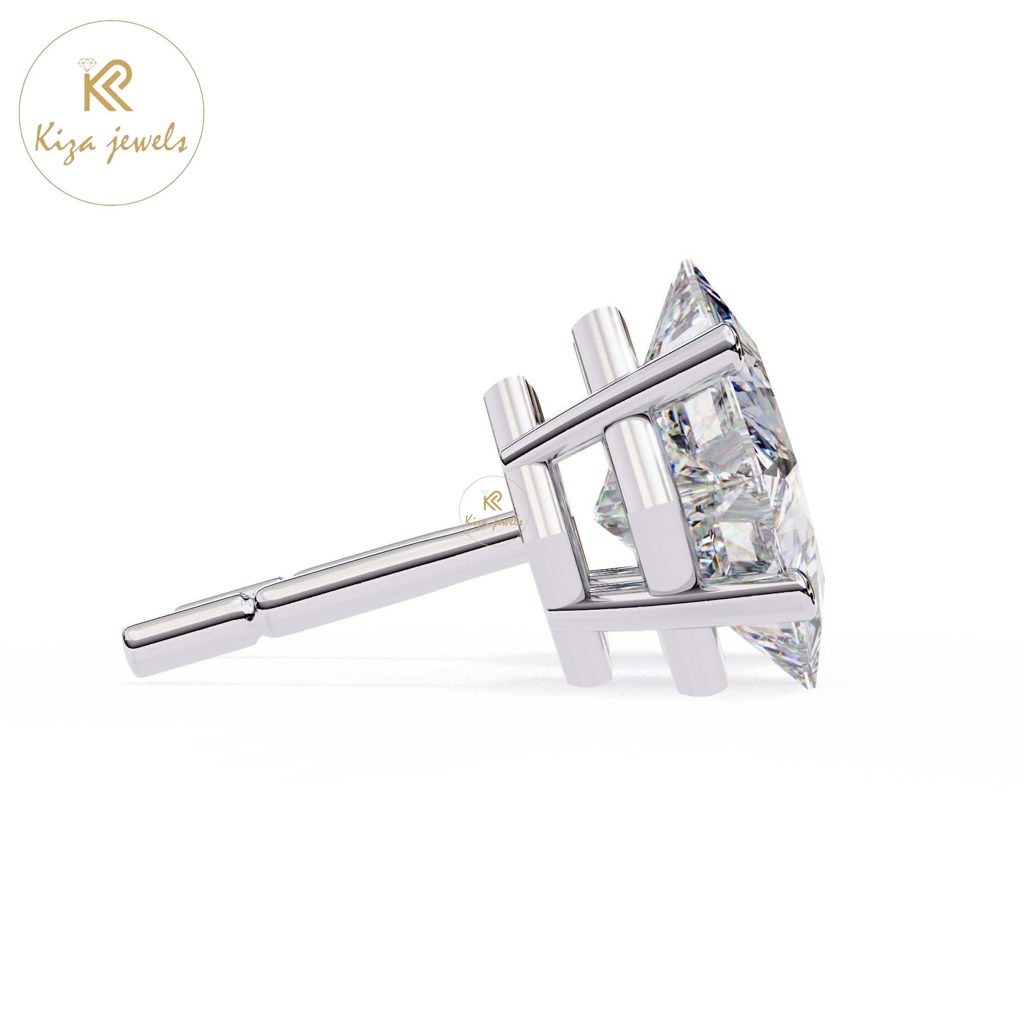 2.39 TDW Princess Cut Diamond Stud Earring