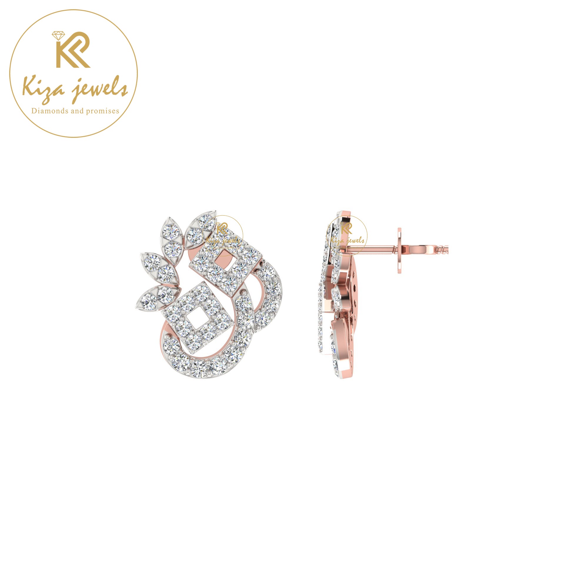 0.47 TDW Round Cut Diamond Women's stud Earring