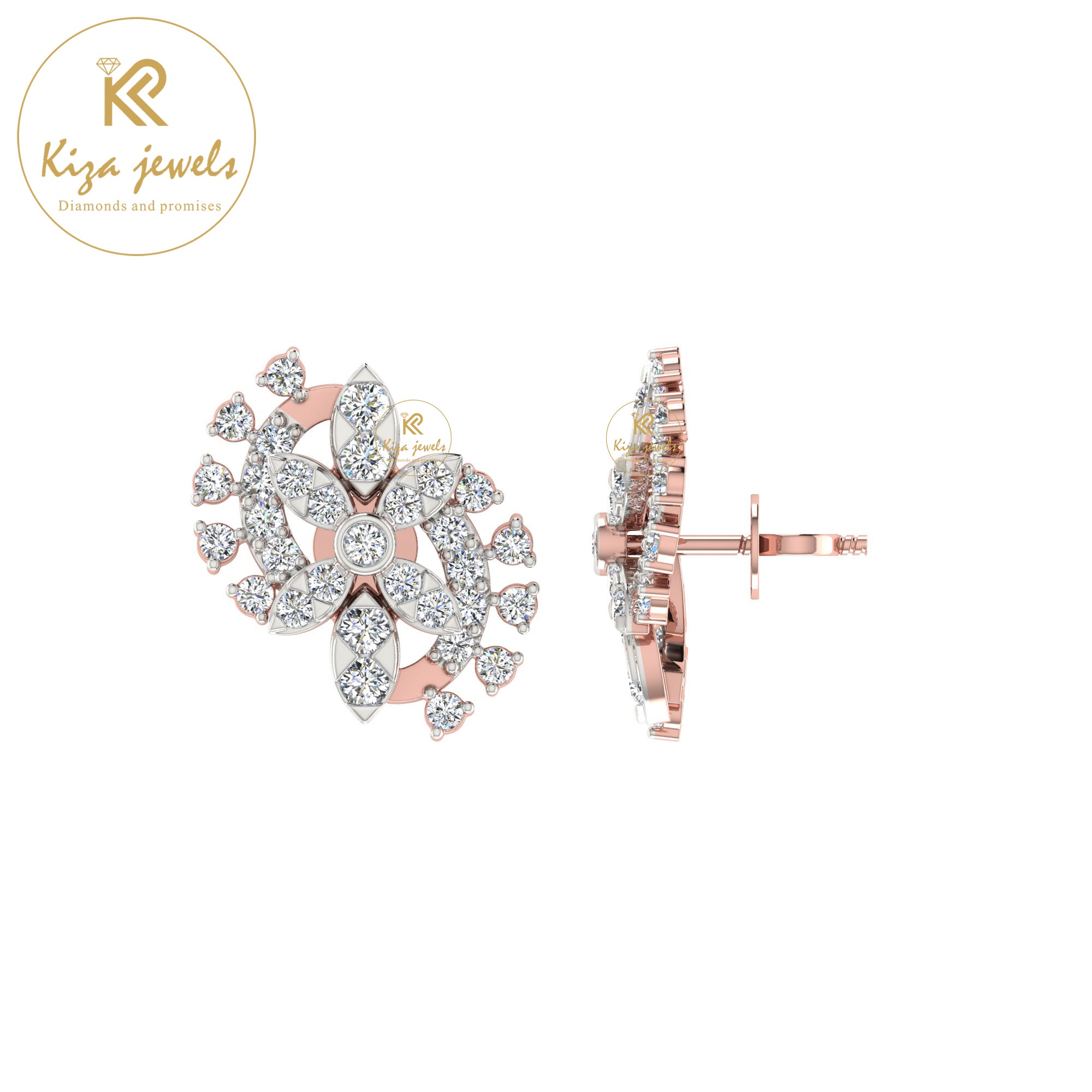 0.48 TDW Round Cut Diamond Women's Stud Earring