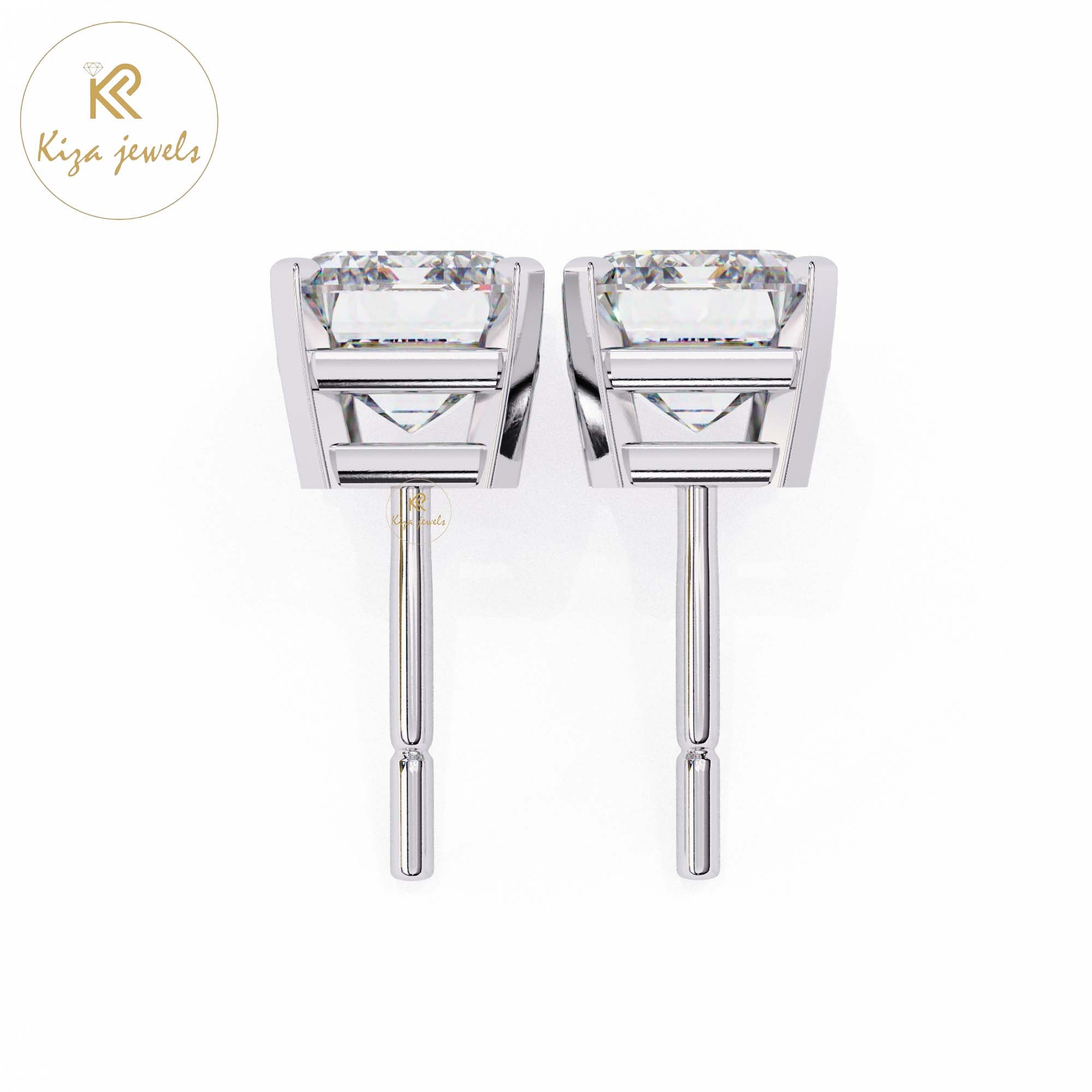 2.39 TDW Emerald Cut Diamond Stud Earring