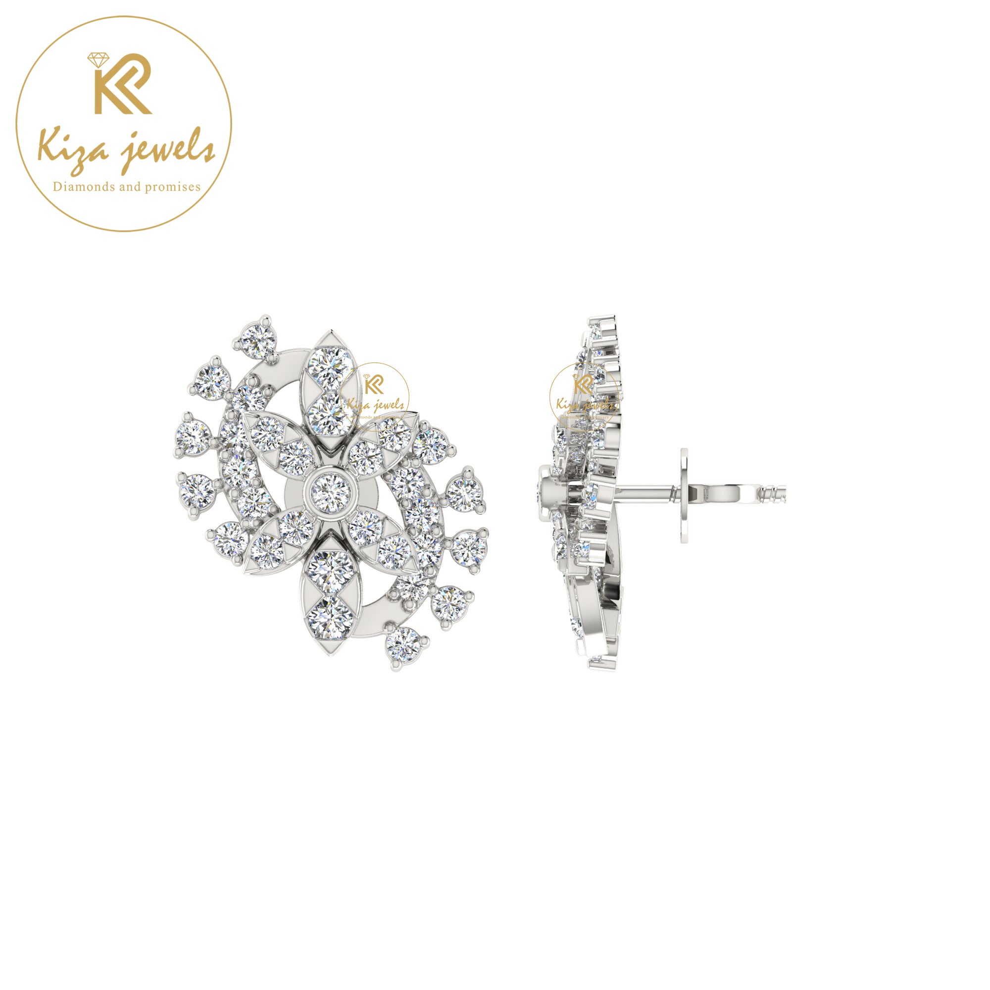 0.48 TDW Round Cut Diamond Women's Stud Earring