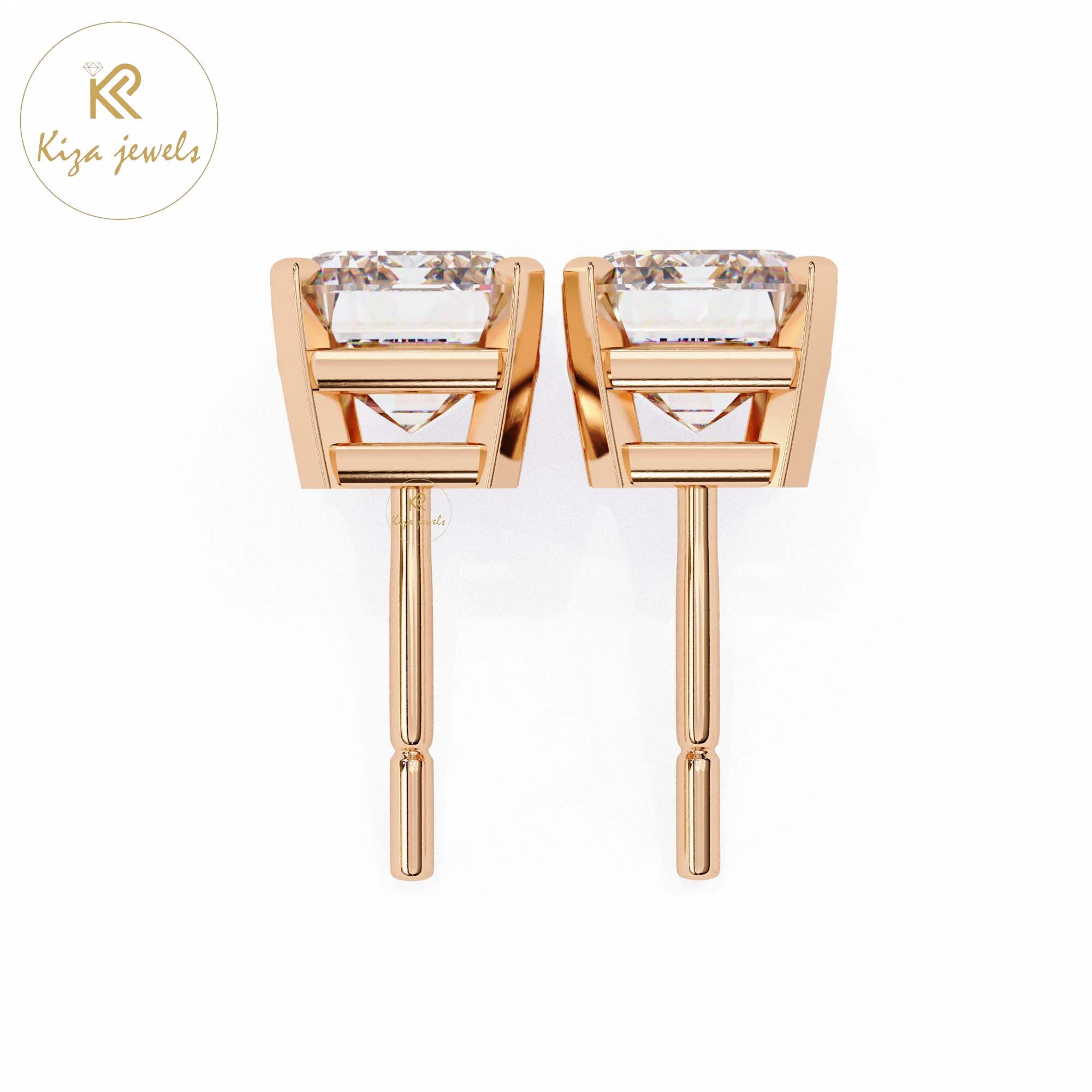 2.39 TDW Emerald Cut Diamond Stud Earring