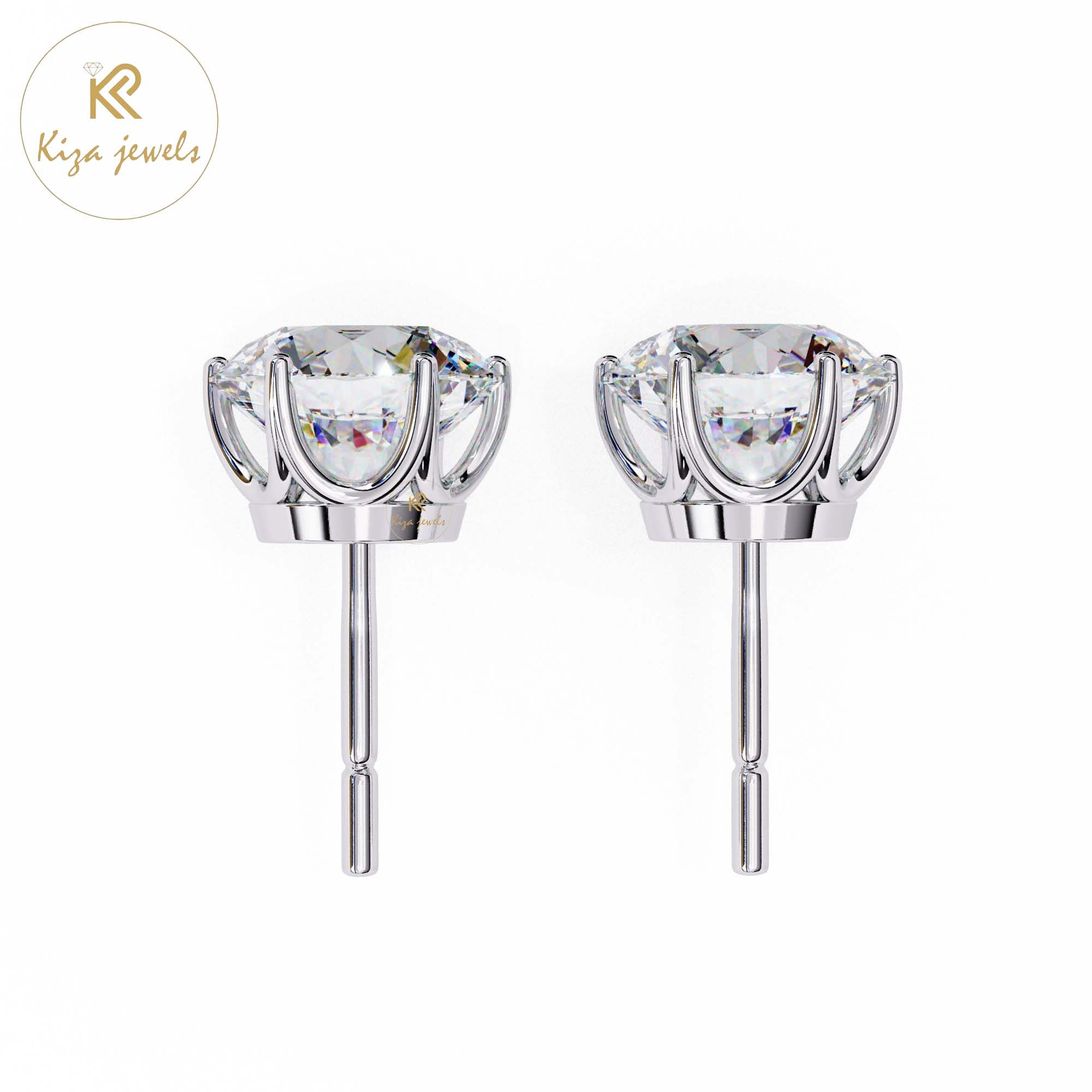 2.57 TDW Round Cut Diamond Stud Earring