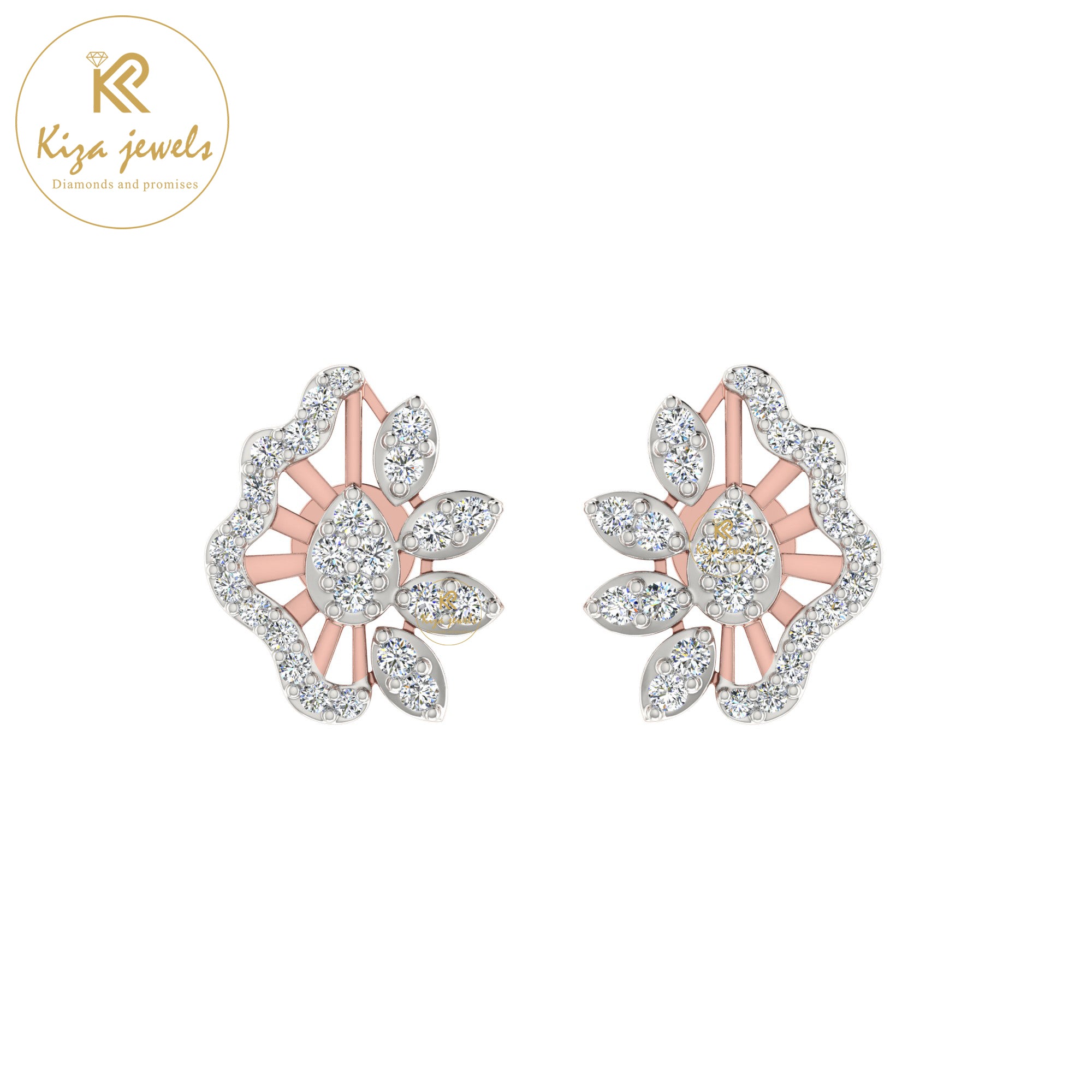 0.58 TDW Round Cut Diamond Women's Stud Earring