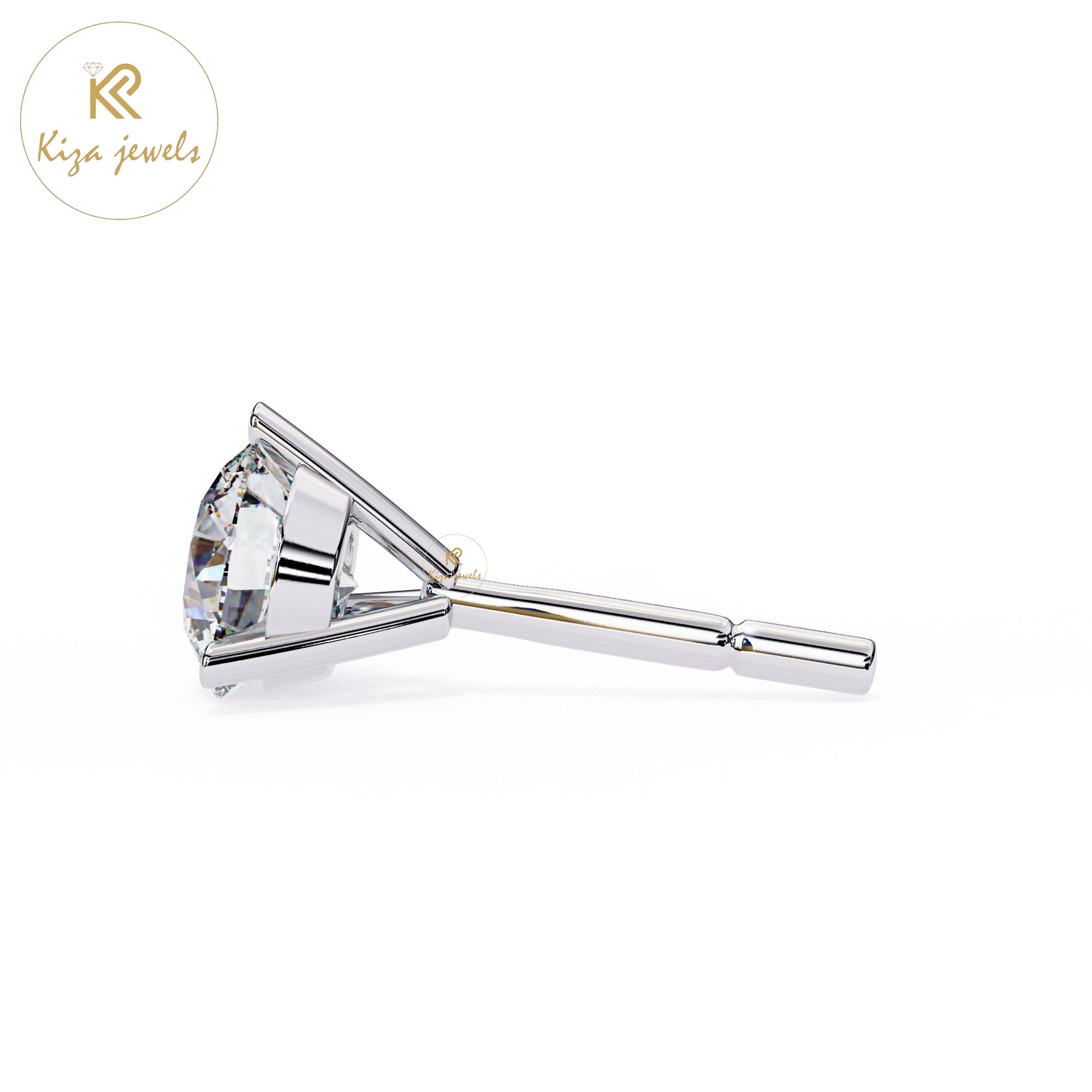 2.57 TDW Round Cut Diamond Stud Earring