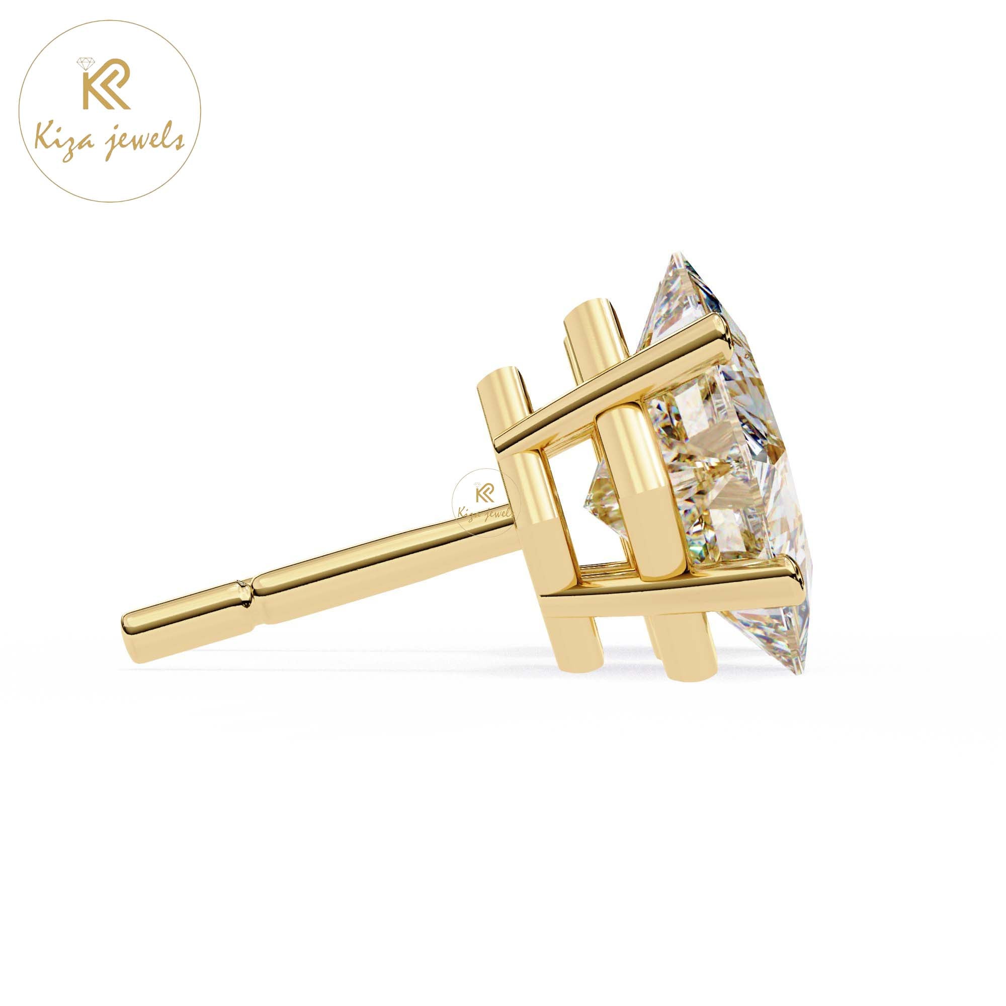 2.39 TDW Princess Cut Diamond Stud Earring