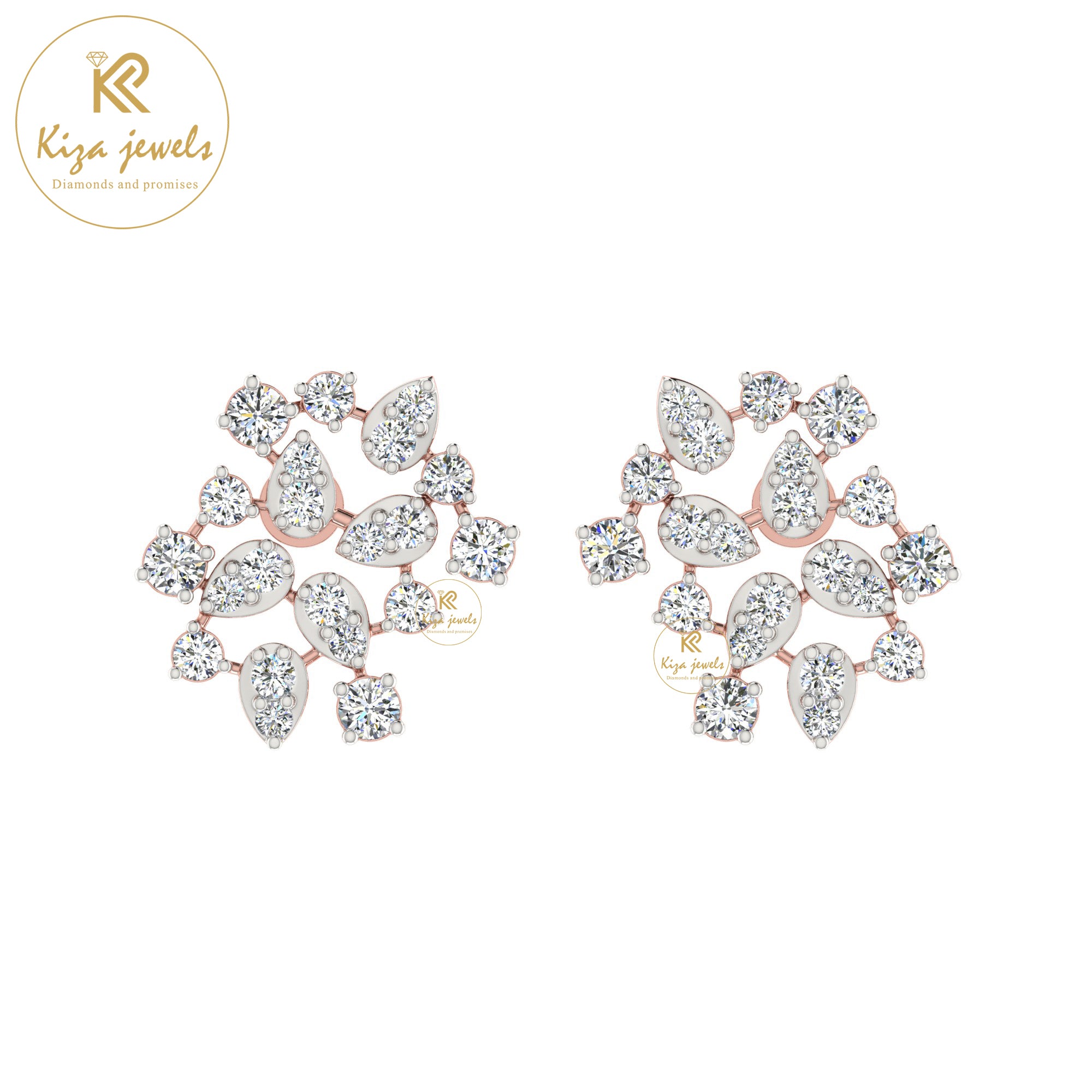 1.191 TDW Round Cut Diamond Women's Stud Earring