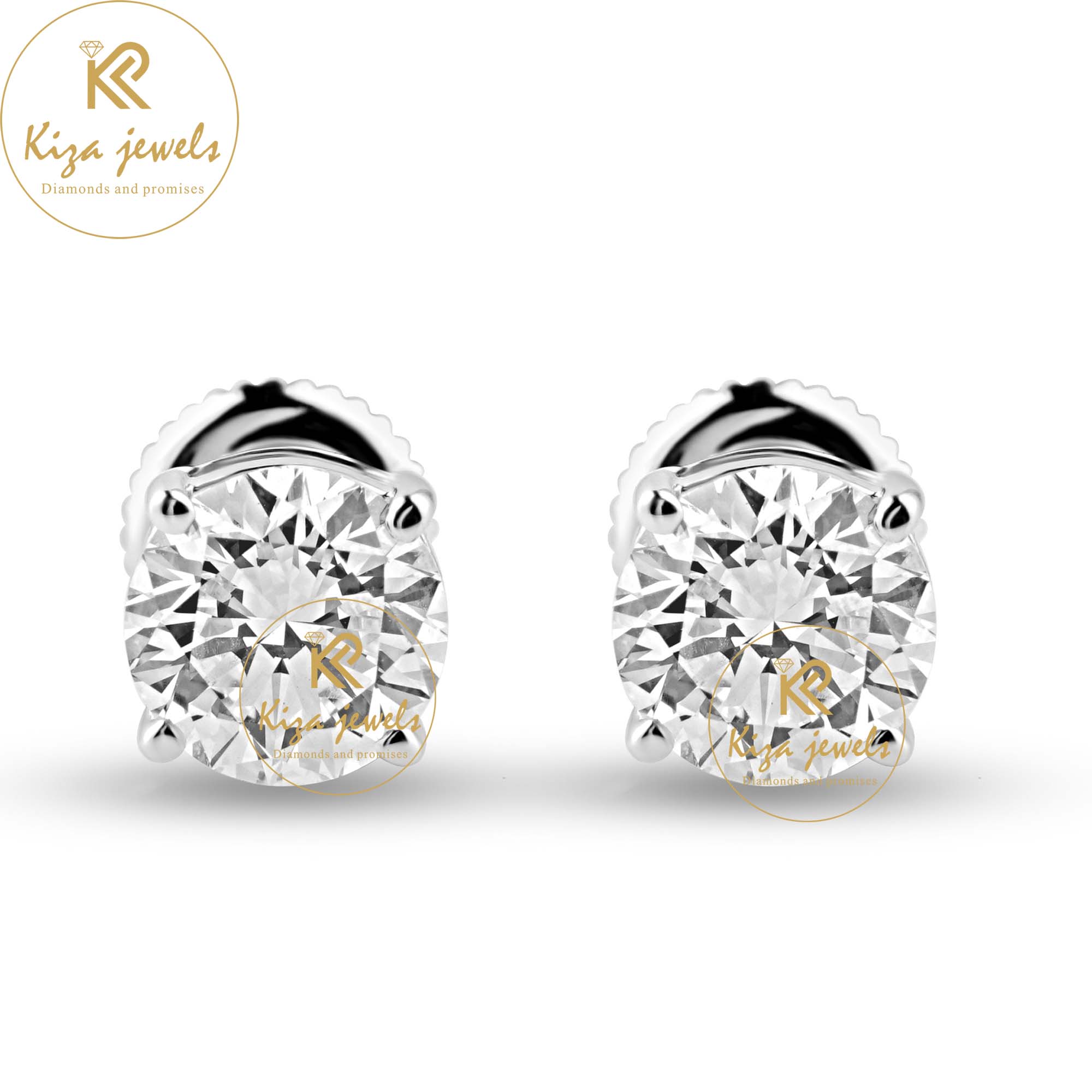 1.07 TDW Round Cut Diamond Stud Earring