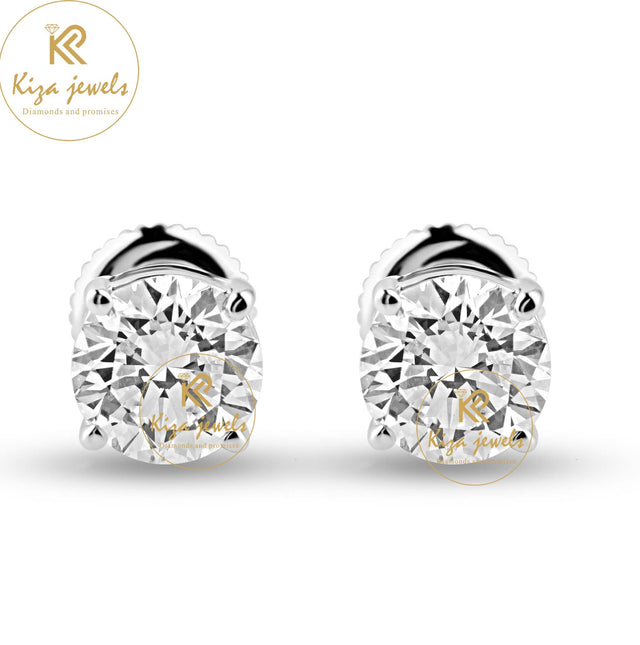 1.07 TDW Round Cut Diamond Stud Earring