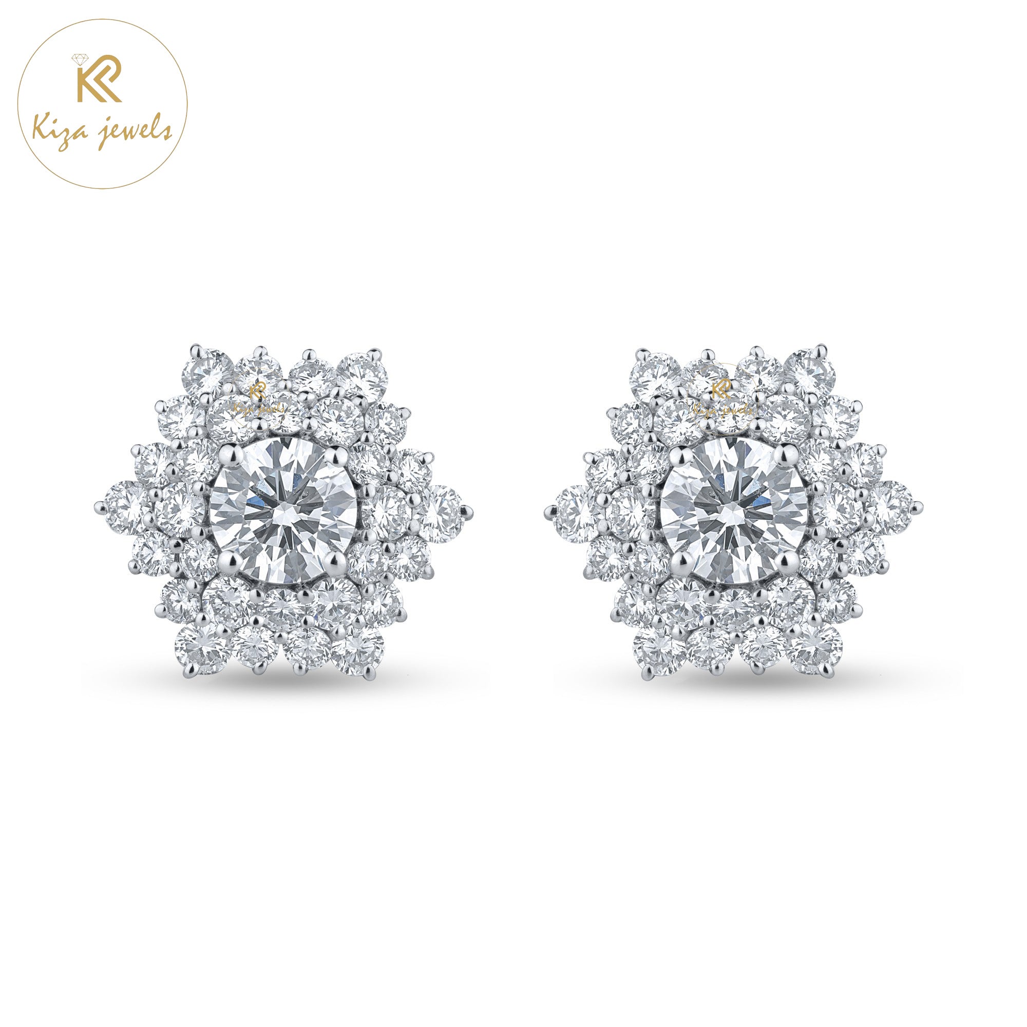 3.08 TDW Round Cut Diamond Stud Earring