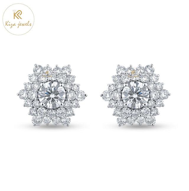 3.08 TDW Round Cut Diamond Stud Earring