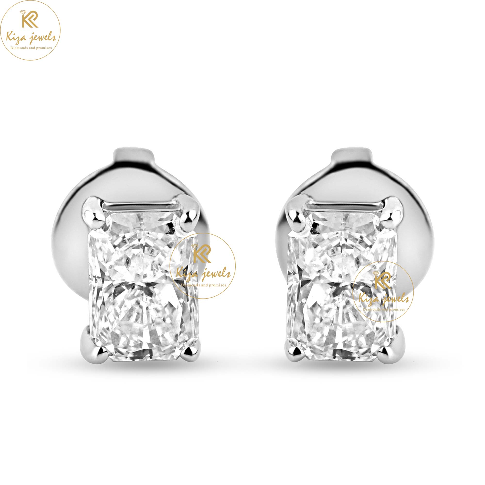 0.76 TDW Radiant Cut Diamond Stud Earring