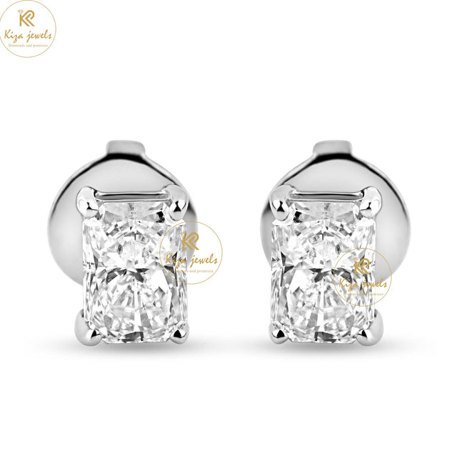 0.76 TDW Radiant Cut Diamond Stud Earring