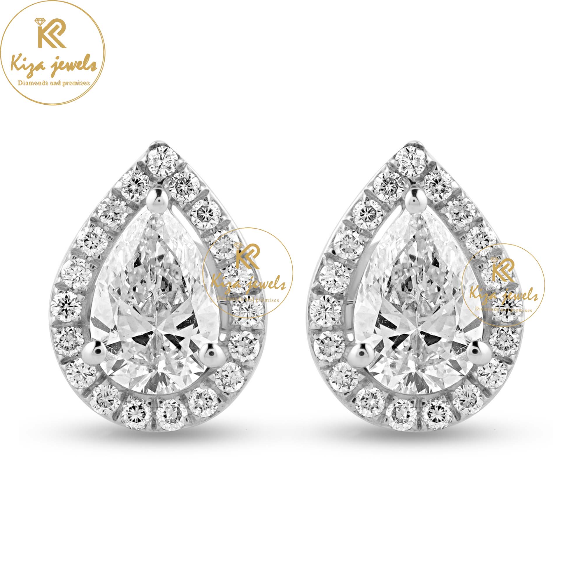 1.766 TDW Pear & Round Cut Diamond Stud Earring