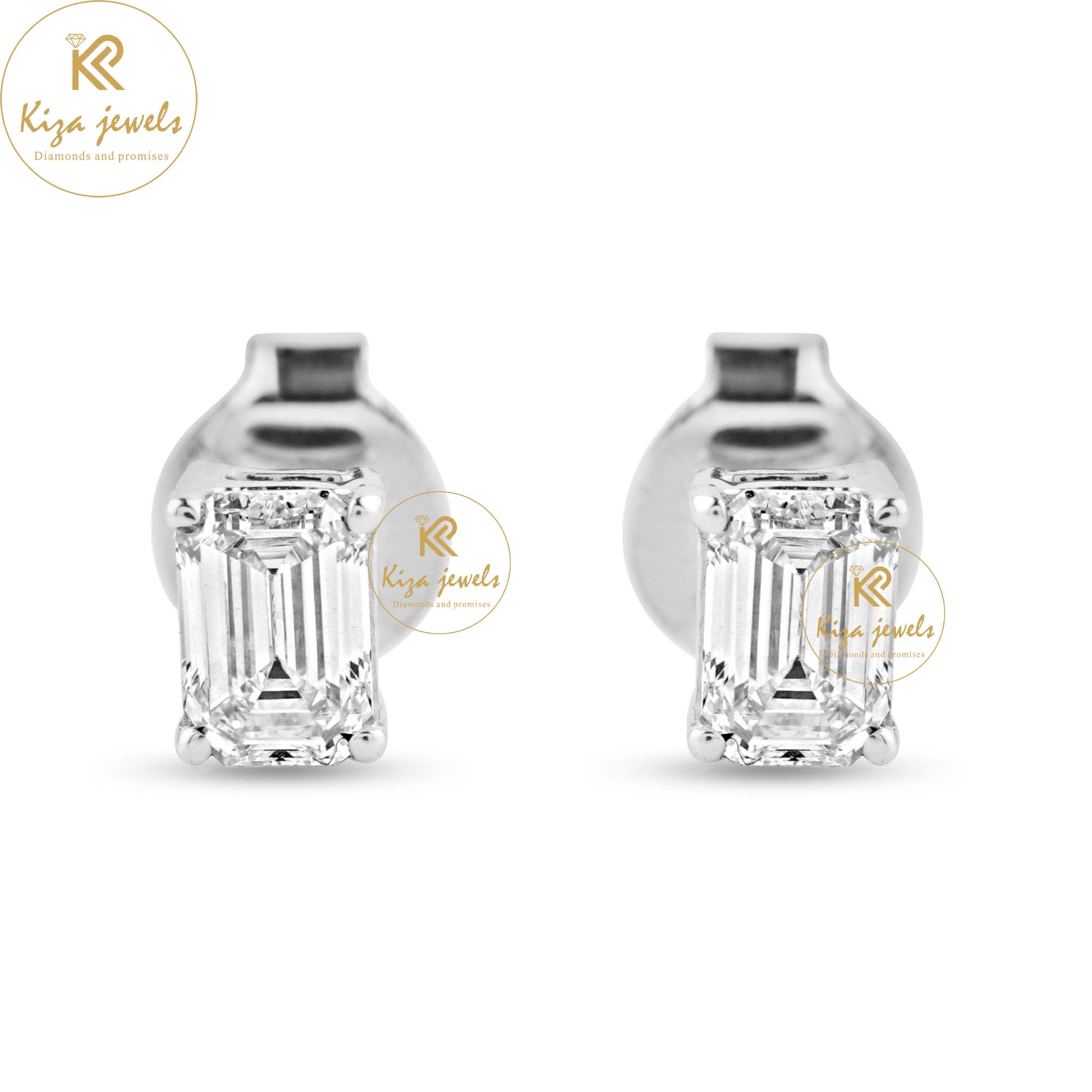 0.40 TDW Emerald Cut Diamond Stud Earring