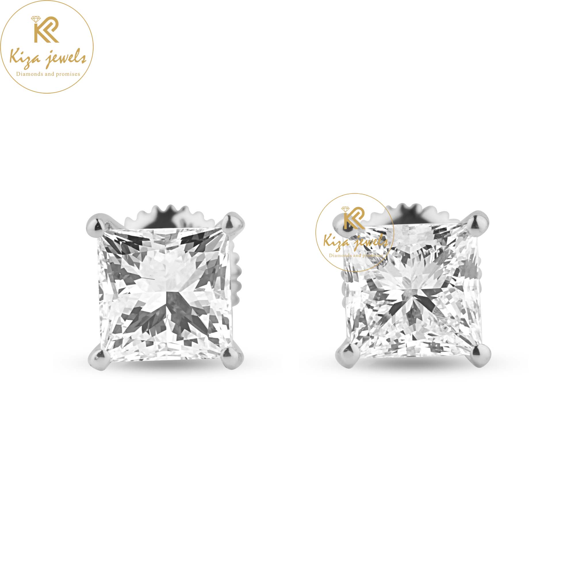 0.55 TDW Princess Cut Diamond Stud Earring