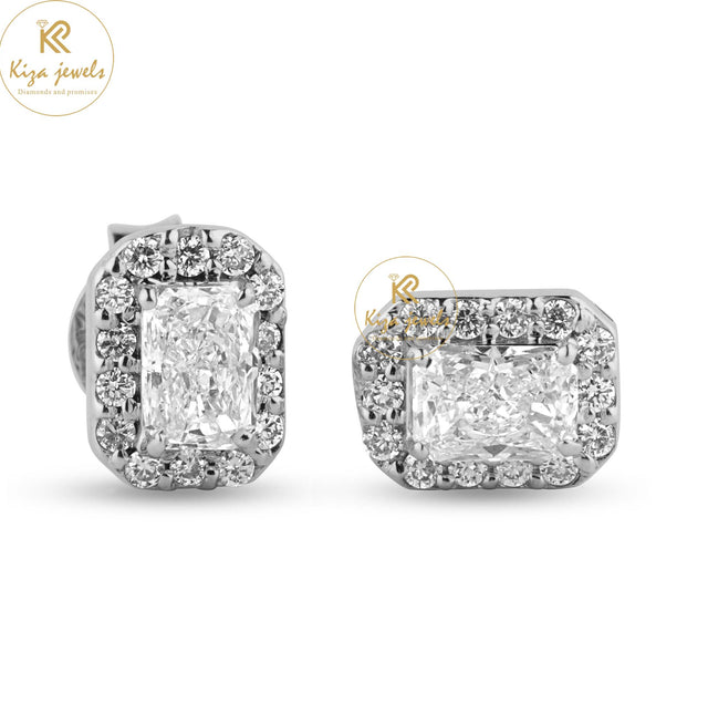 0.42 TDW Radiant & Round Cut Diamond Stud Earring