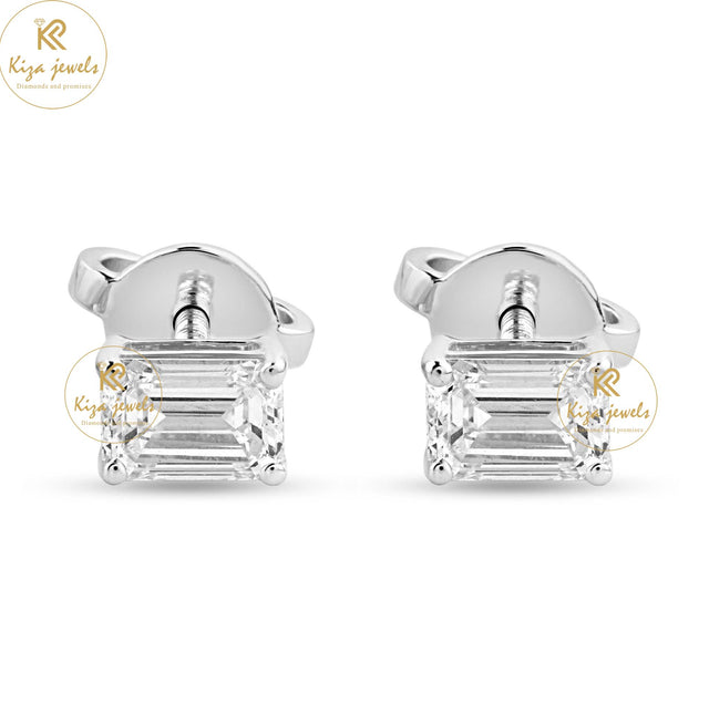 0.93 TDW Emerald Cut Diamond Stud Earring