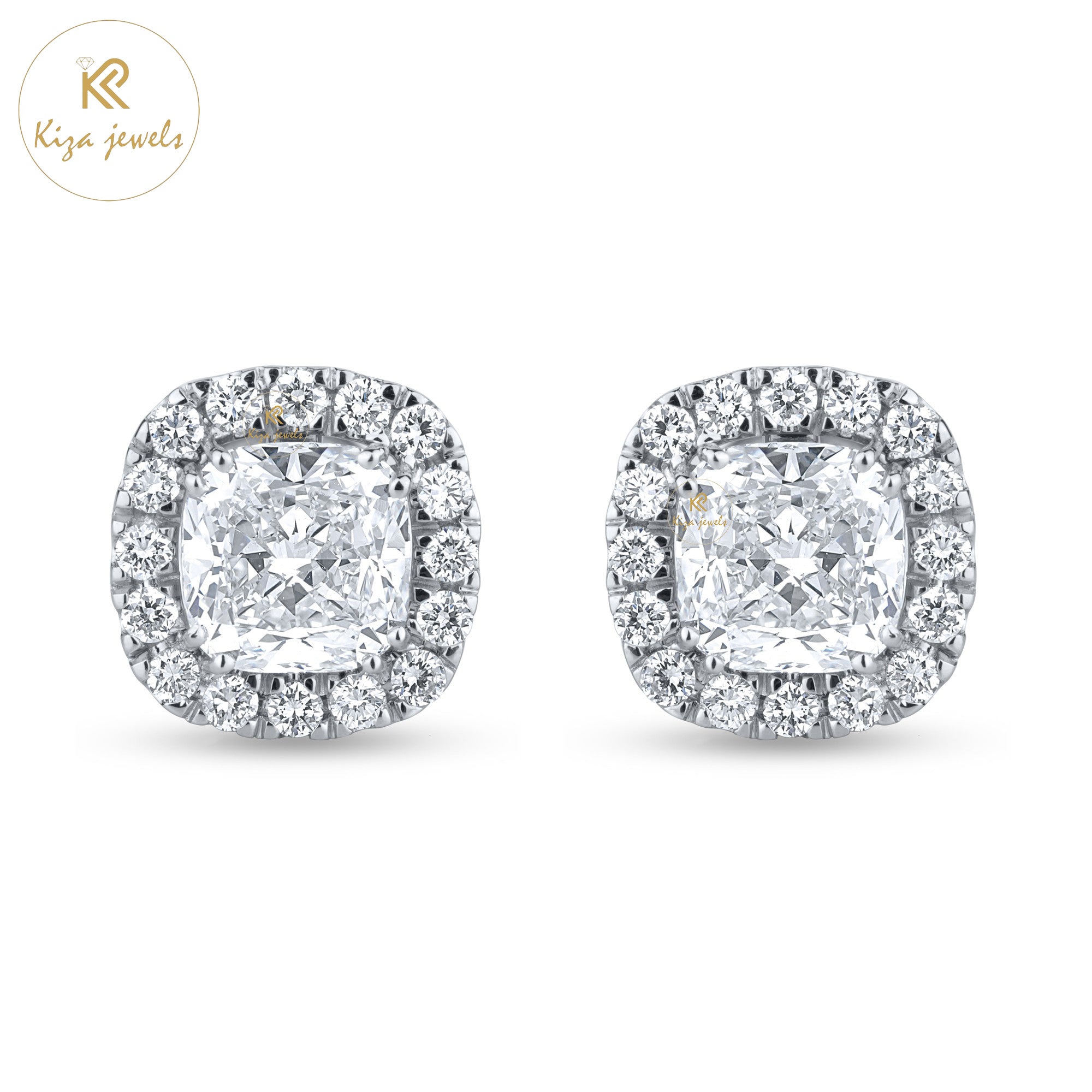 2.66 TDW Cushiom & Round Cut Diamond Stud Earring