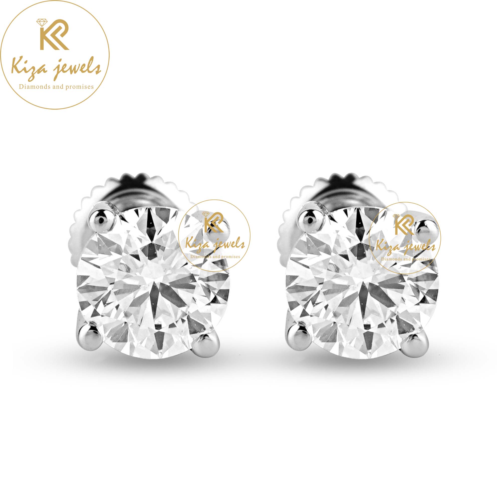 1.07 TDW Round Cut Diamond Stud Earring