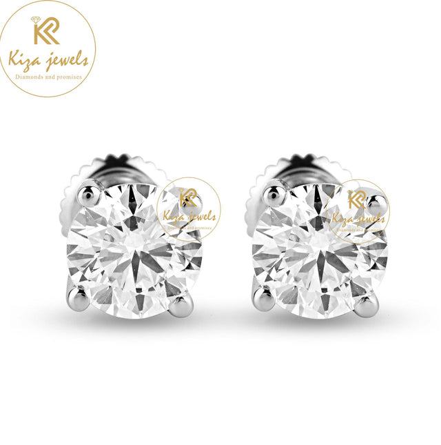 1.07 TDW Round Cut Diamond Stud Earring