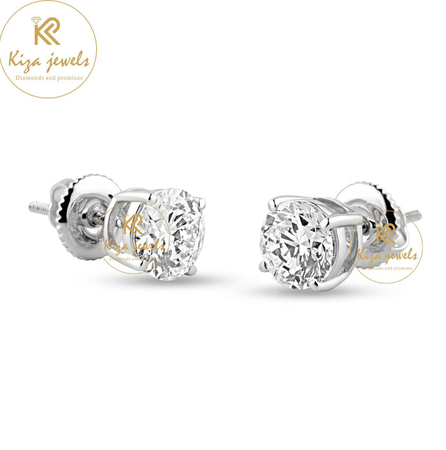 1.07 TDW Round Cut Diamond Stud Earring